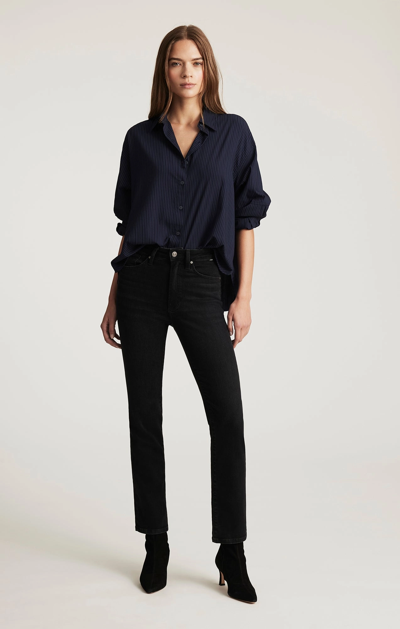 Blended Style Athlete Fit High Quality KENDRA STRAIGHT LEG IN DARK SMOKE FLEX BLUE