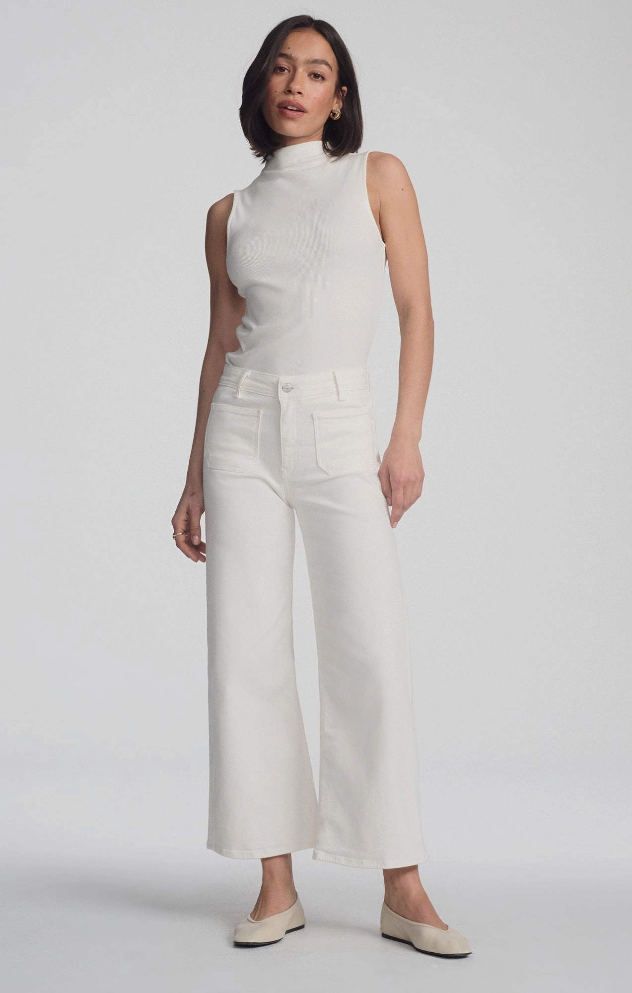 PALOMA MARINE WIDE LEG IN WHITE FLEX BLUE Picnic Style Textured Neutral Piece