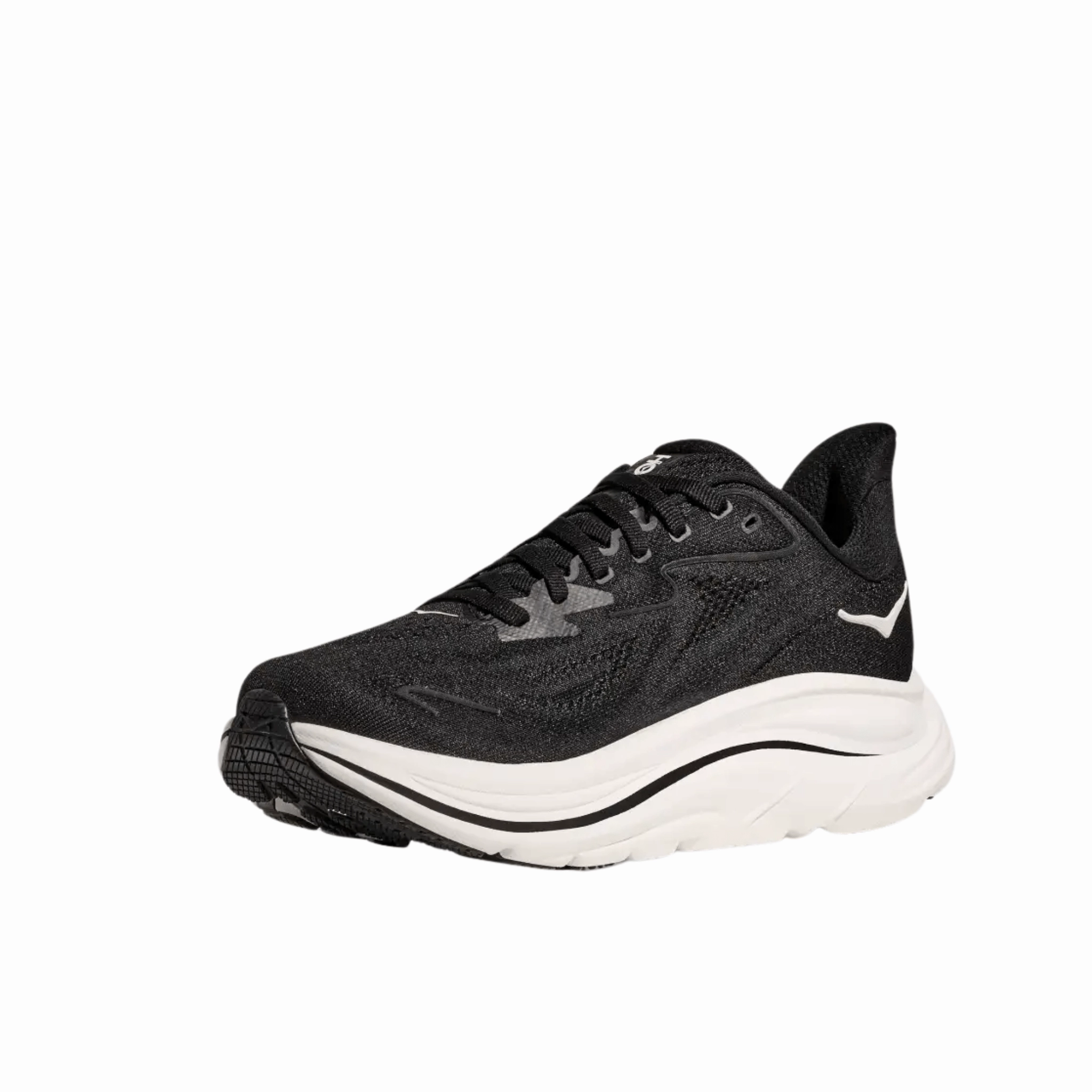 HOKA Men's Clifton 10 Running Shoes - Black/White Grip Enhanced Outsole