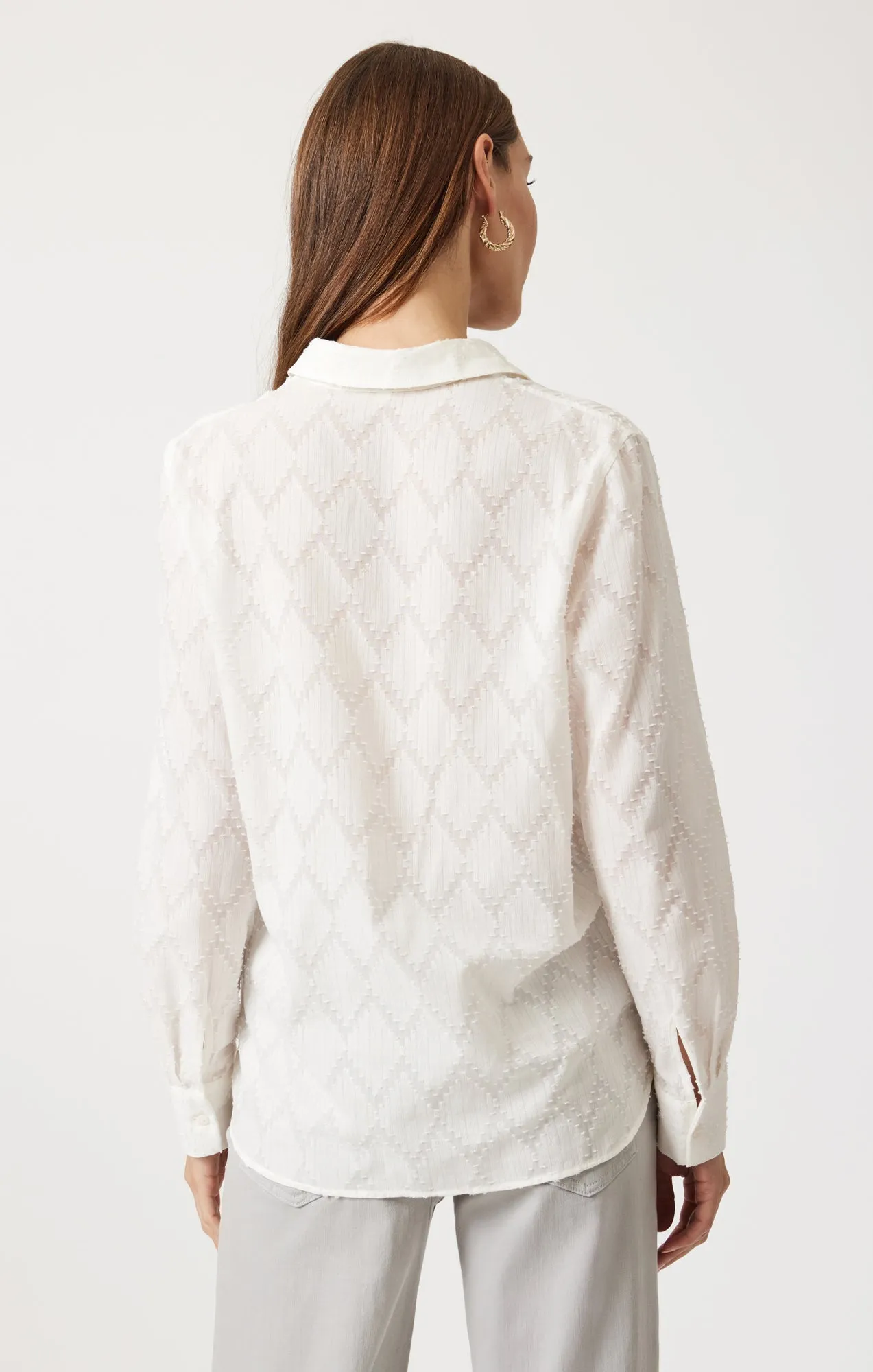 Subtle Details SHEER TEXTURED BUTTON-UP SHIRT IN ANTIQUE WHITE