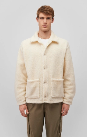 AdjustableCuffs SHERPA BUTTON-UP JACKET IN ANTIQUE WHITE