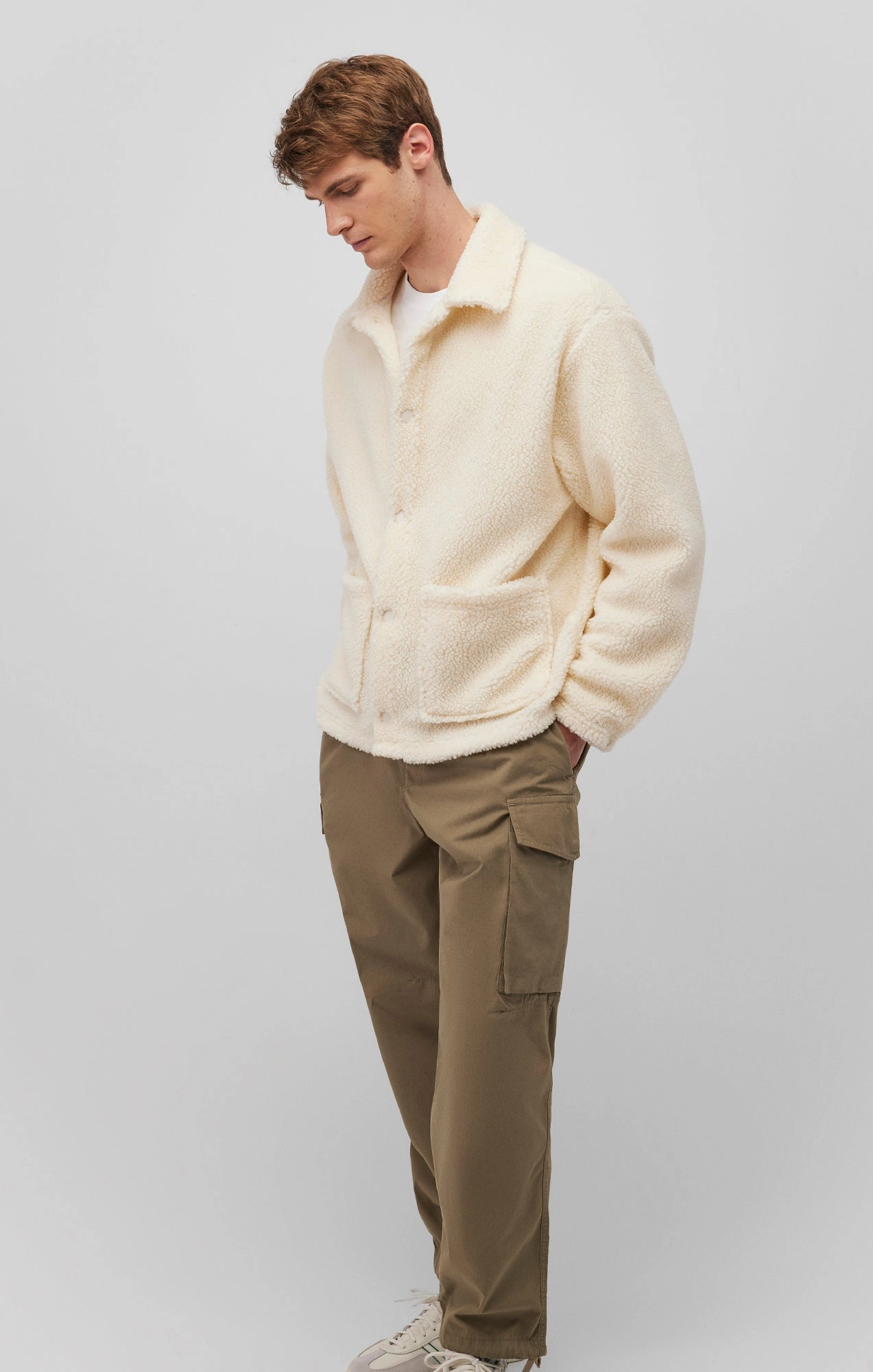 SHERPA BUTTON-UP JACKET IN ANTIQUE WHITE City Chill Style