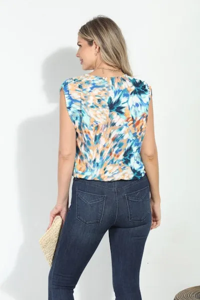 product bright vibrancy product tribal energy SHIRRED SHOULDER TOP Timeless Design