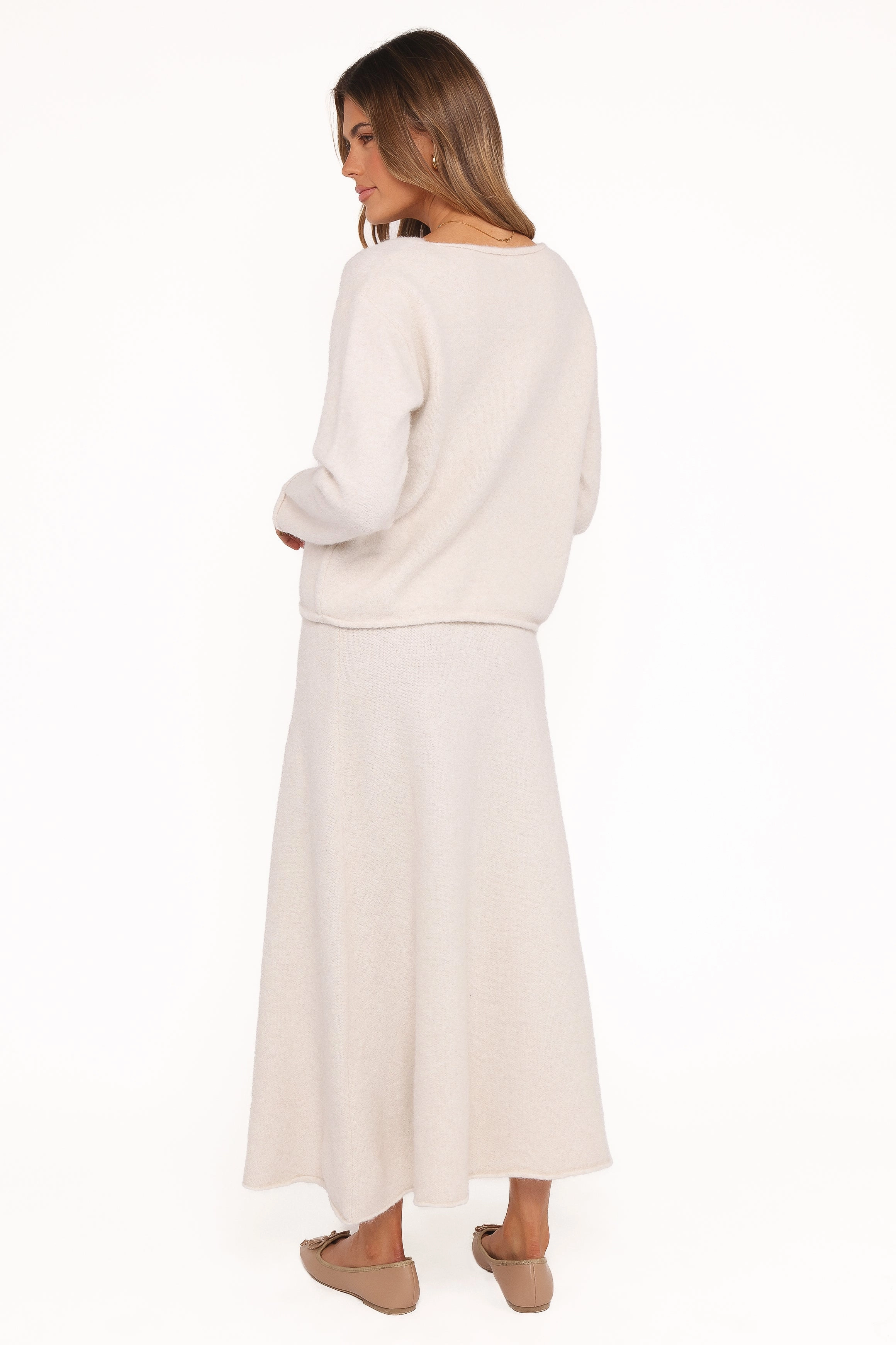 Willis Knitted Skirt - Cream Comfortable Feel Matching Belt