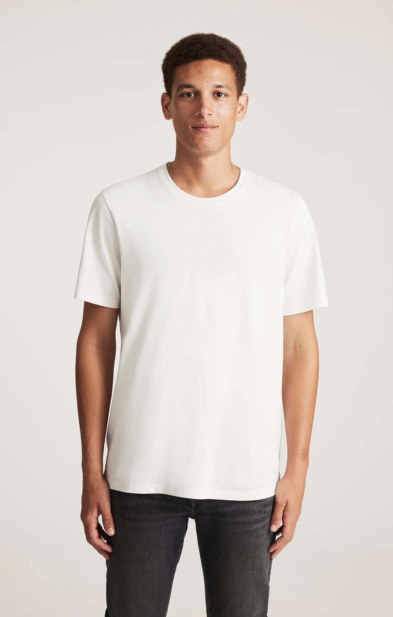 Soft Cotton Feel SHORT SLEEVE CREW NECK T-SHIRT IN ANTIQUE WHITE