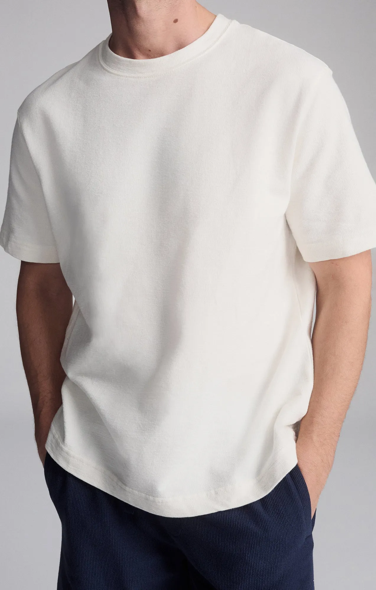 SHORT SLEEVE CREW NECK T-SHIRT IN ANTIQUE WHITE Water Based Ink Recommended