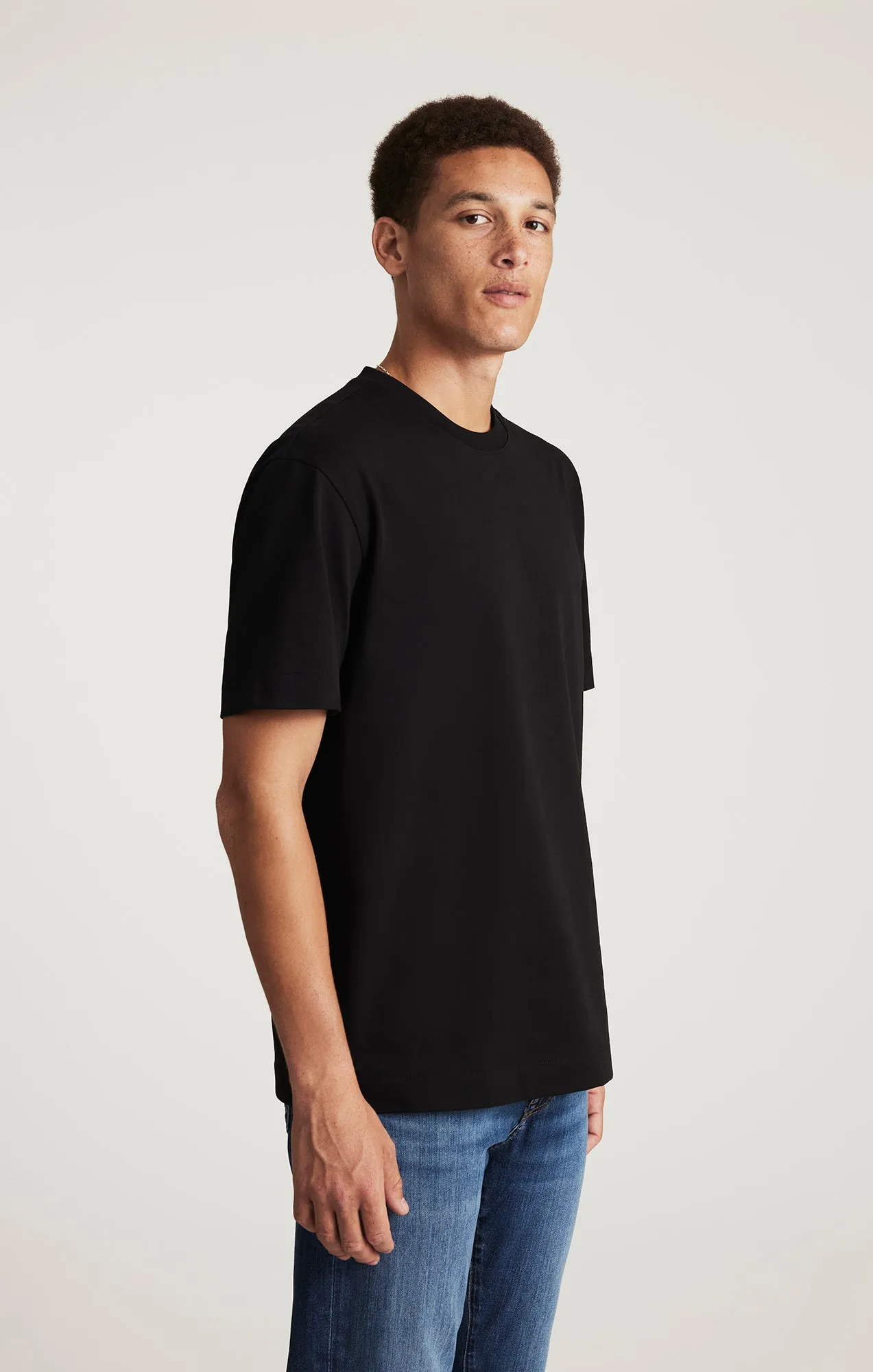 Anti Static Finish SHORT SLEEVE CREW NECK T-SHIRT IN BLACK