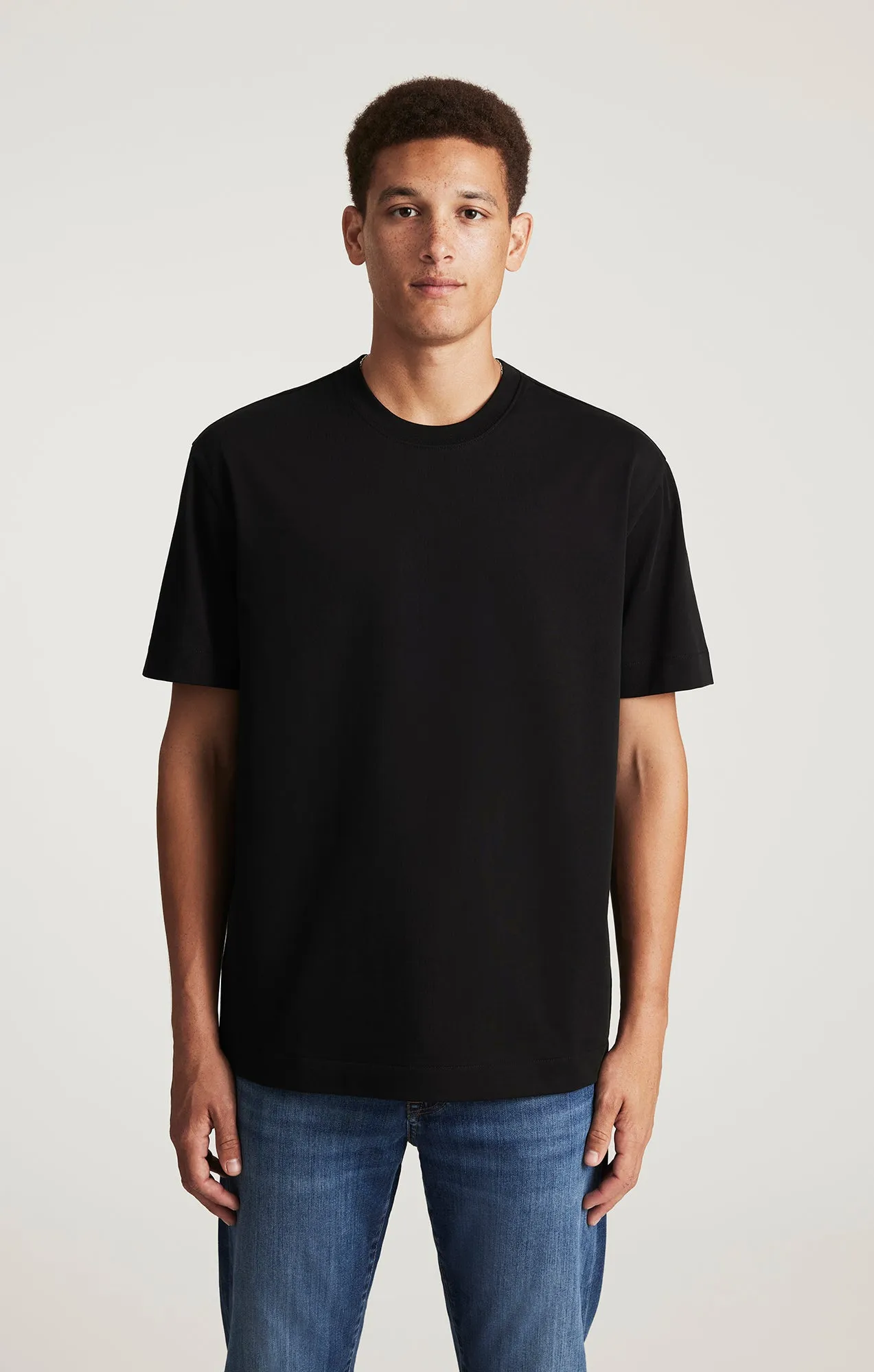 AllDay Comfort Non Iron Fabric SHORT SLEEVE CREW NECK T-SHIRT IN BLACK