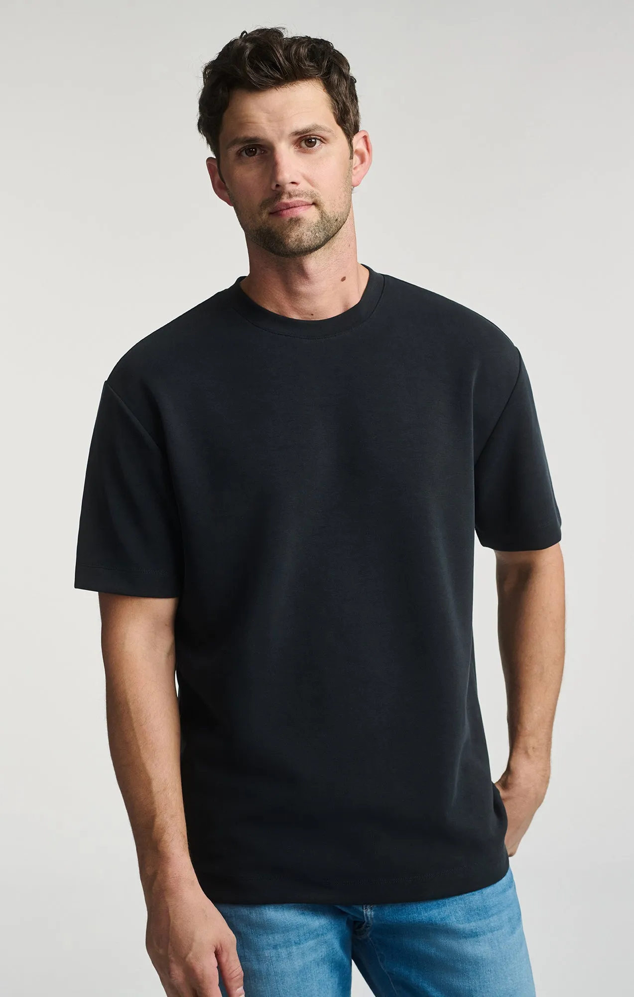 SHORT SLEEVE CREW NECK T-SHIRT IN JET BLACK Water Based Ink