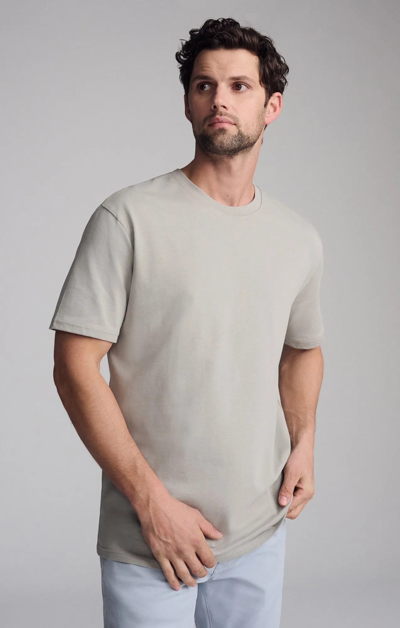 SHORT SLEEVE CREW NECK T-SHIRT IN PALOMA Heathered Texture