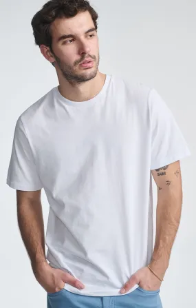 Casual Style Wear spandex blend SHORT SLEEVE CREW NECK T-SHIRT IN WHITE