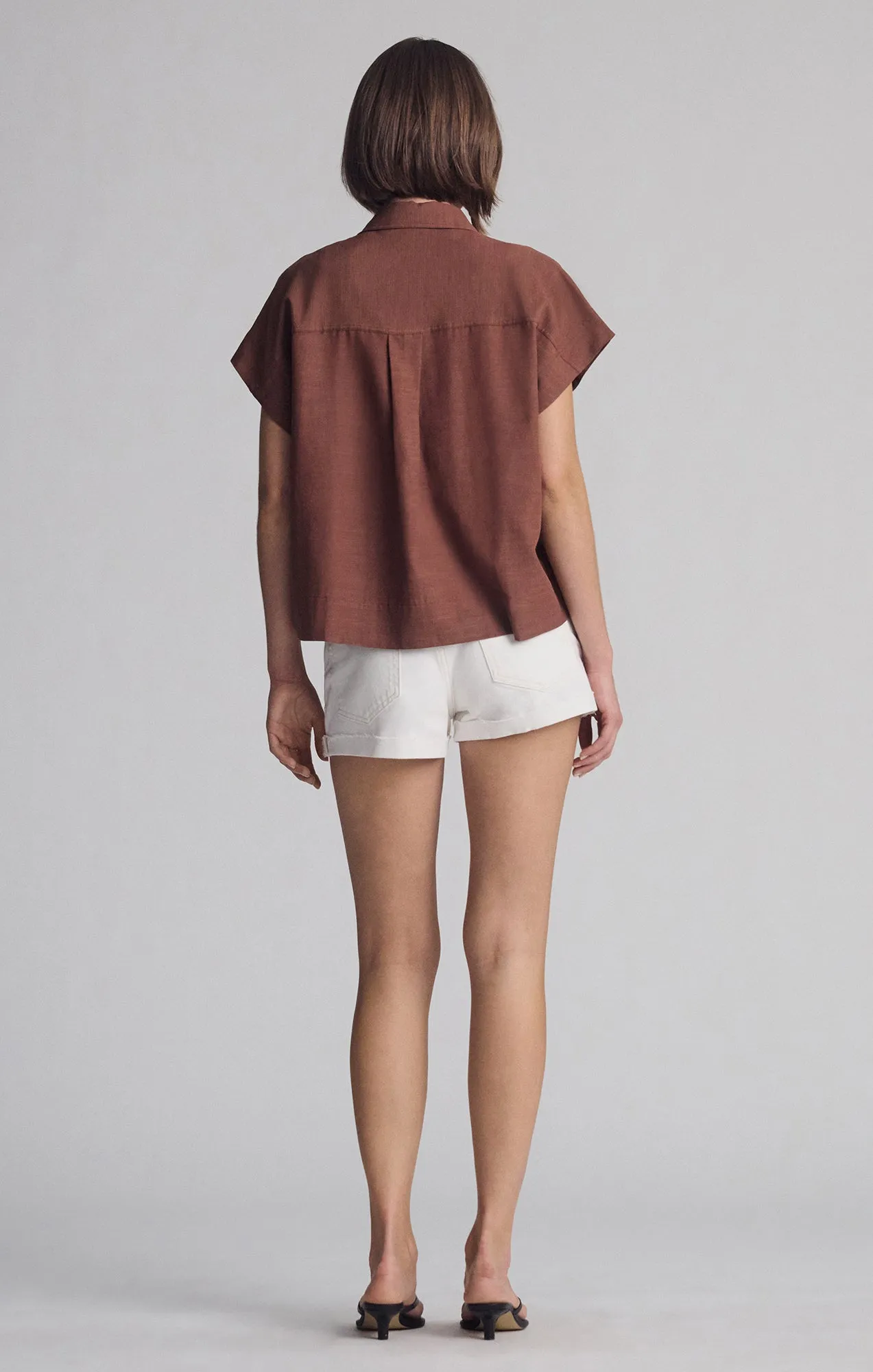 SHORT SLEEVE DOUBLE POCKET IN SHIRT IN SOFT SILK Statement Maker