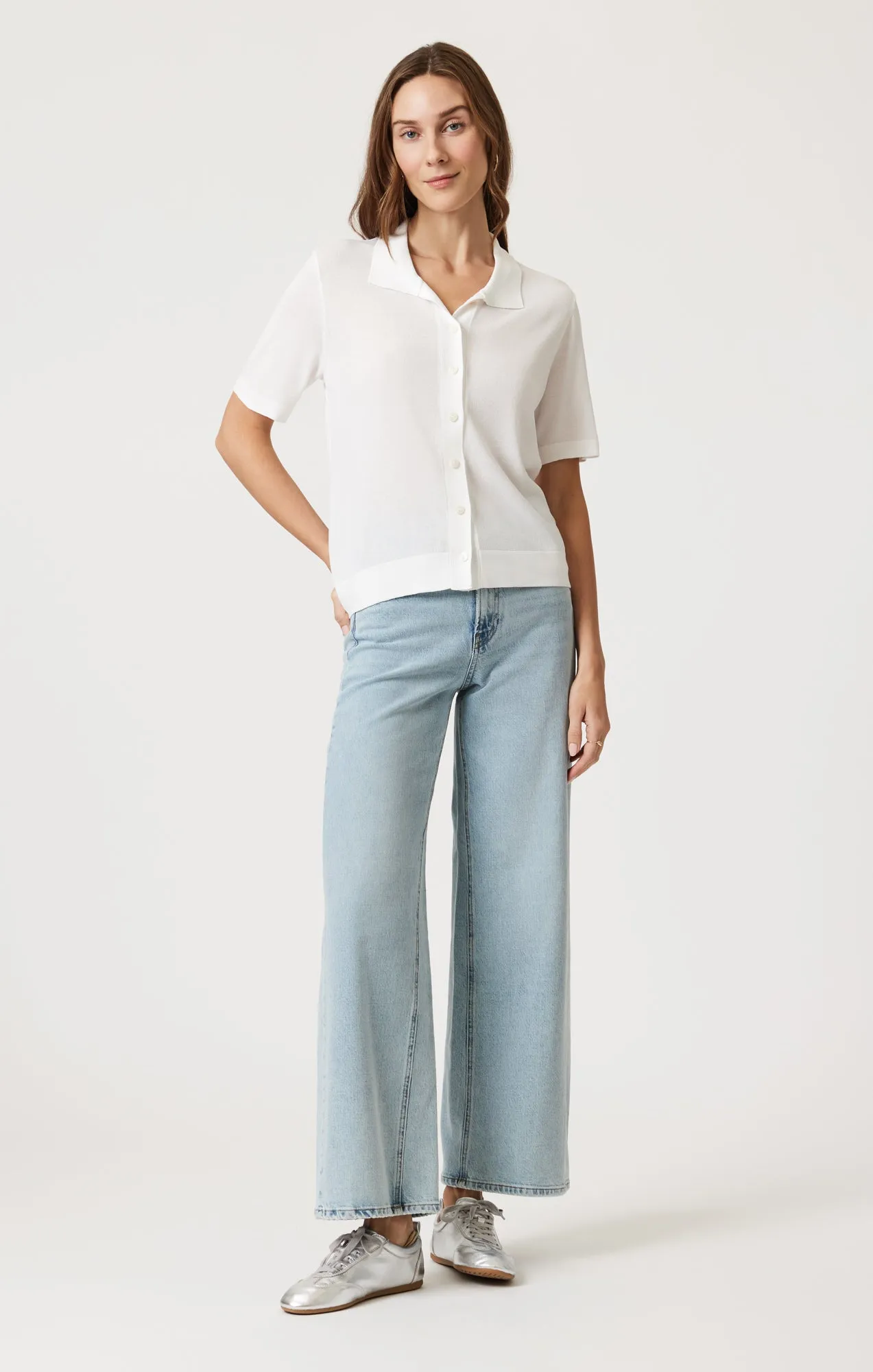 Coastal Vibes Smart Casual Wear SHORT SLEEVE POLO CARDIGAN IN ANTIQUE