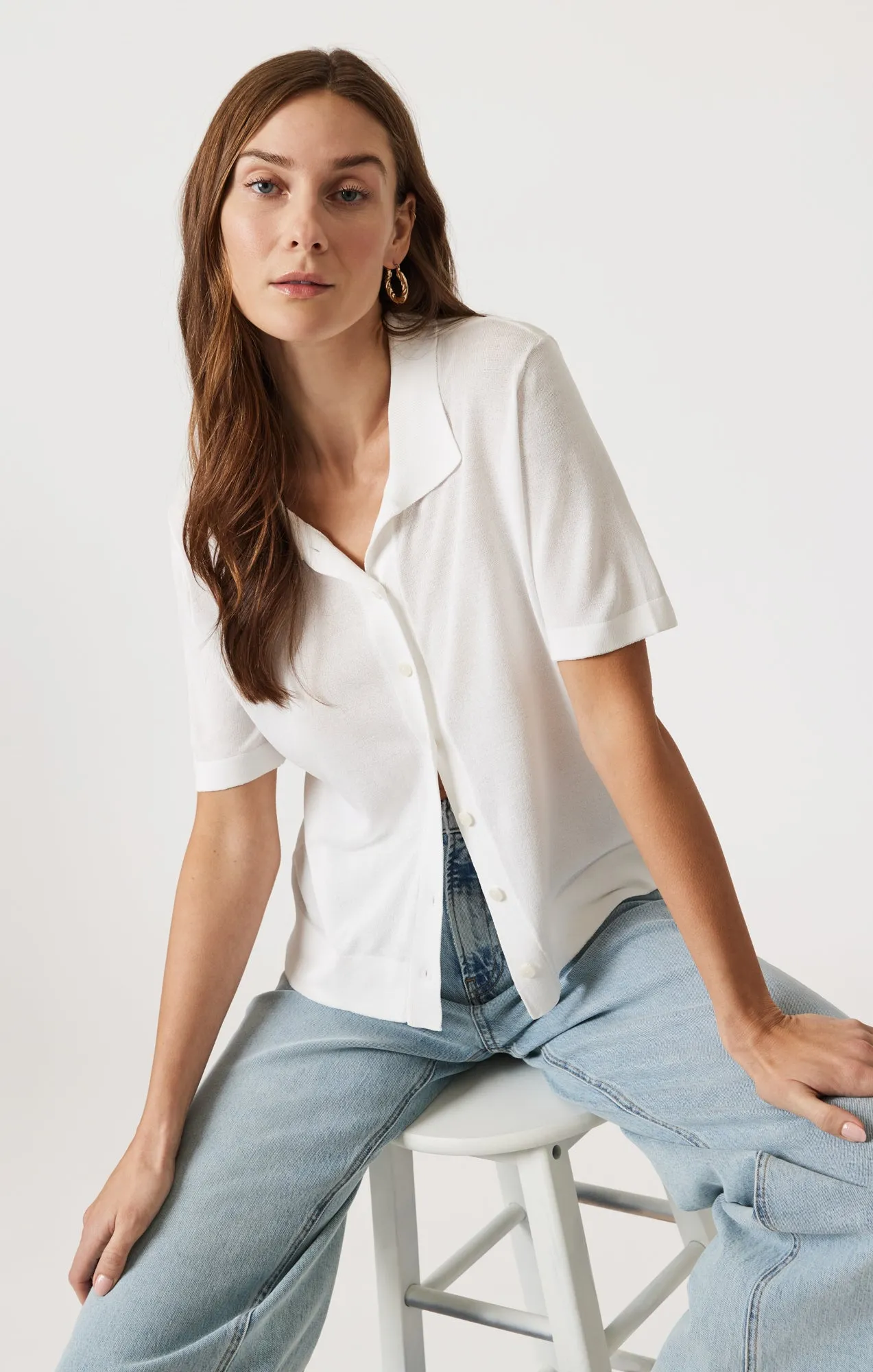 SHORT SLEEVE POLO CARDIGAN IN ANTIQUE Sporty Design Summer Vibes