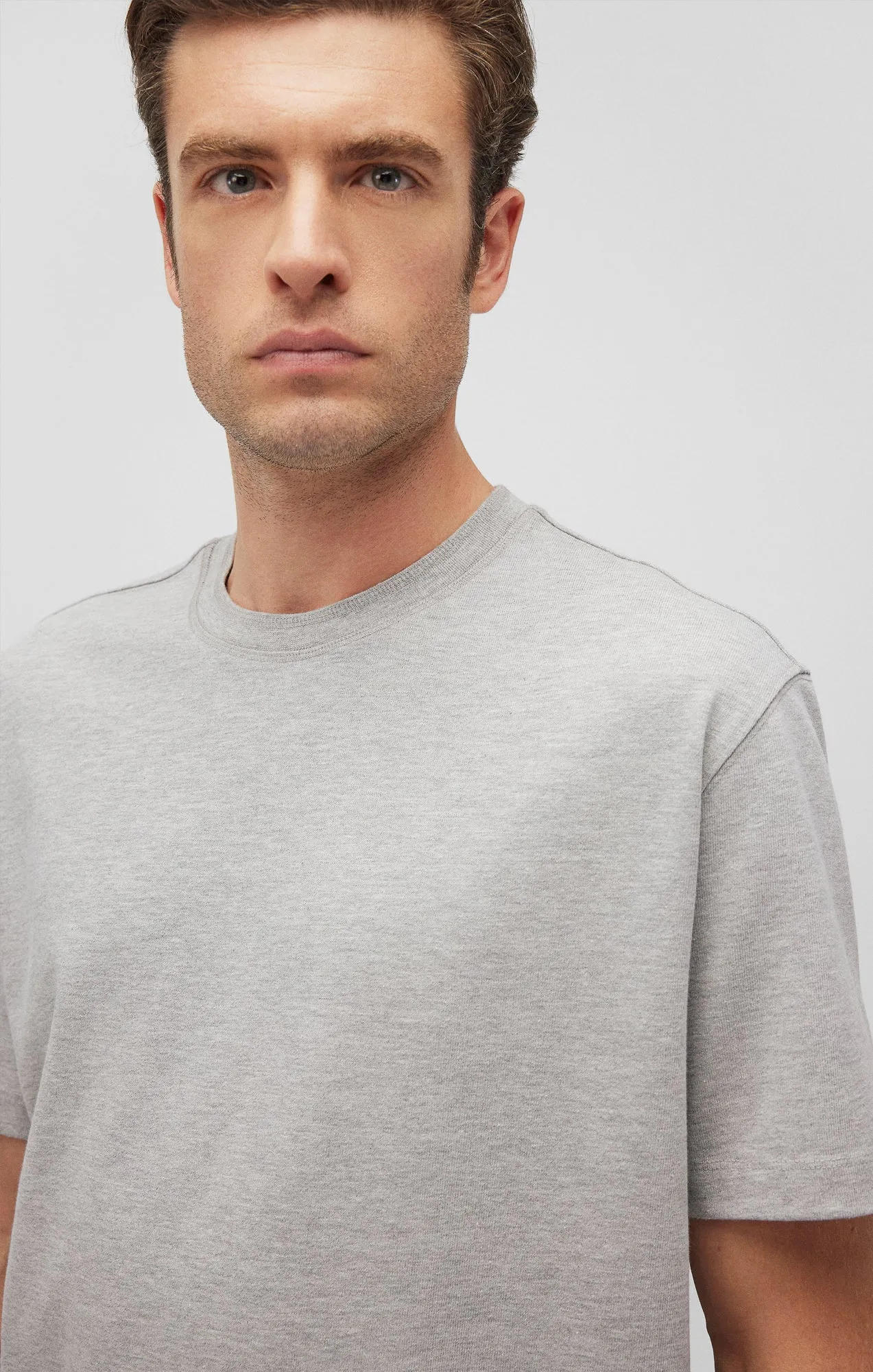 SHORT SLEEVE T-SHIRT IN LIGHT GREY MELANGE Smart Comfort Trendy Vibes