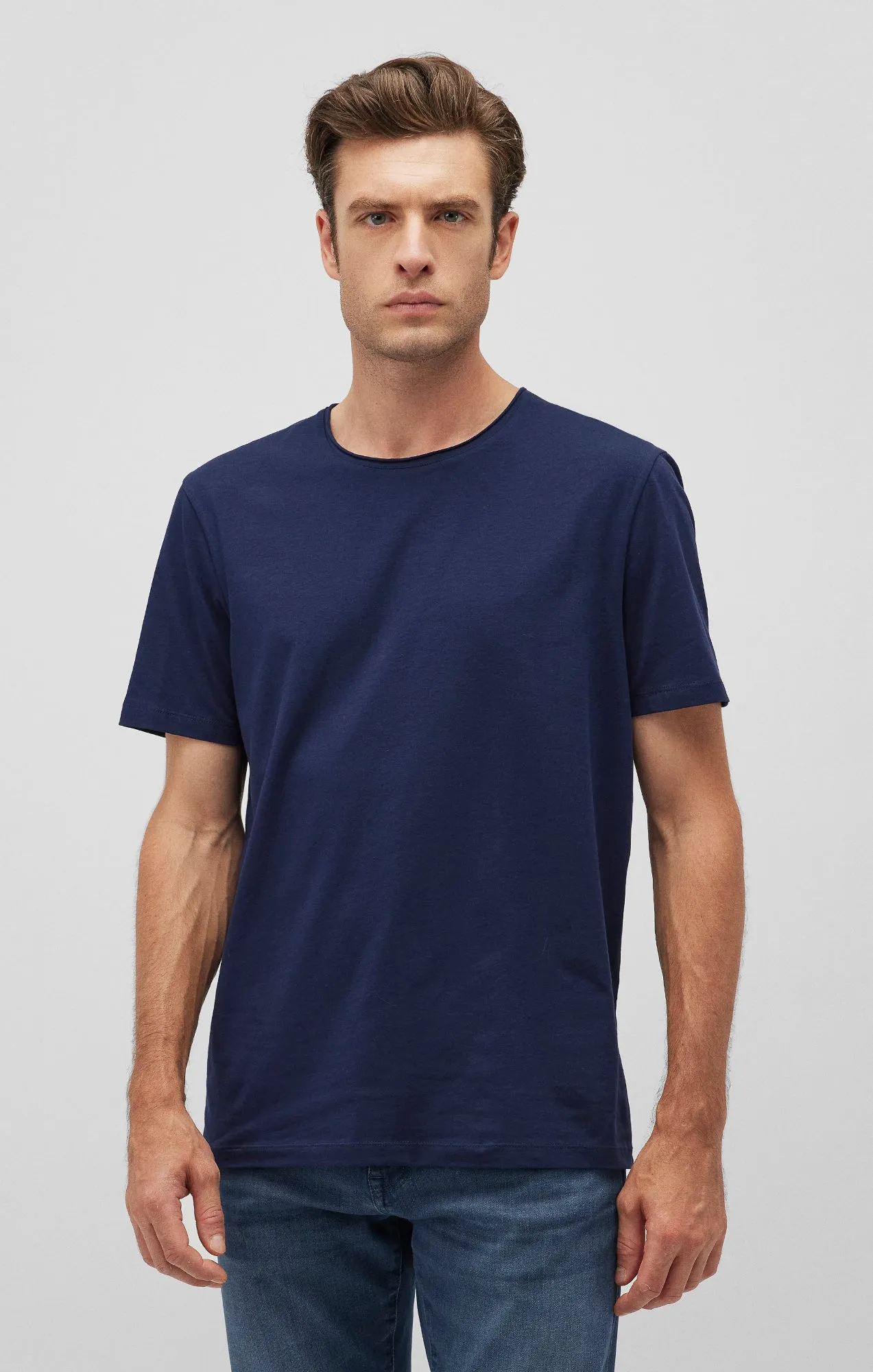 All-Day Comfort Wear Retro Style SHORT SLEEVE T-SHIRT IN MARITIME BLUE