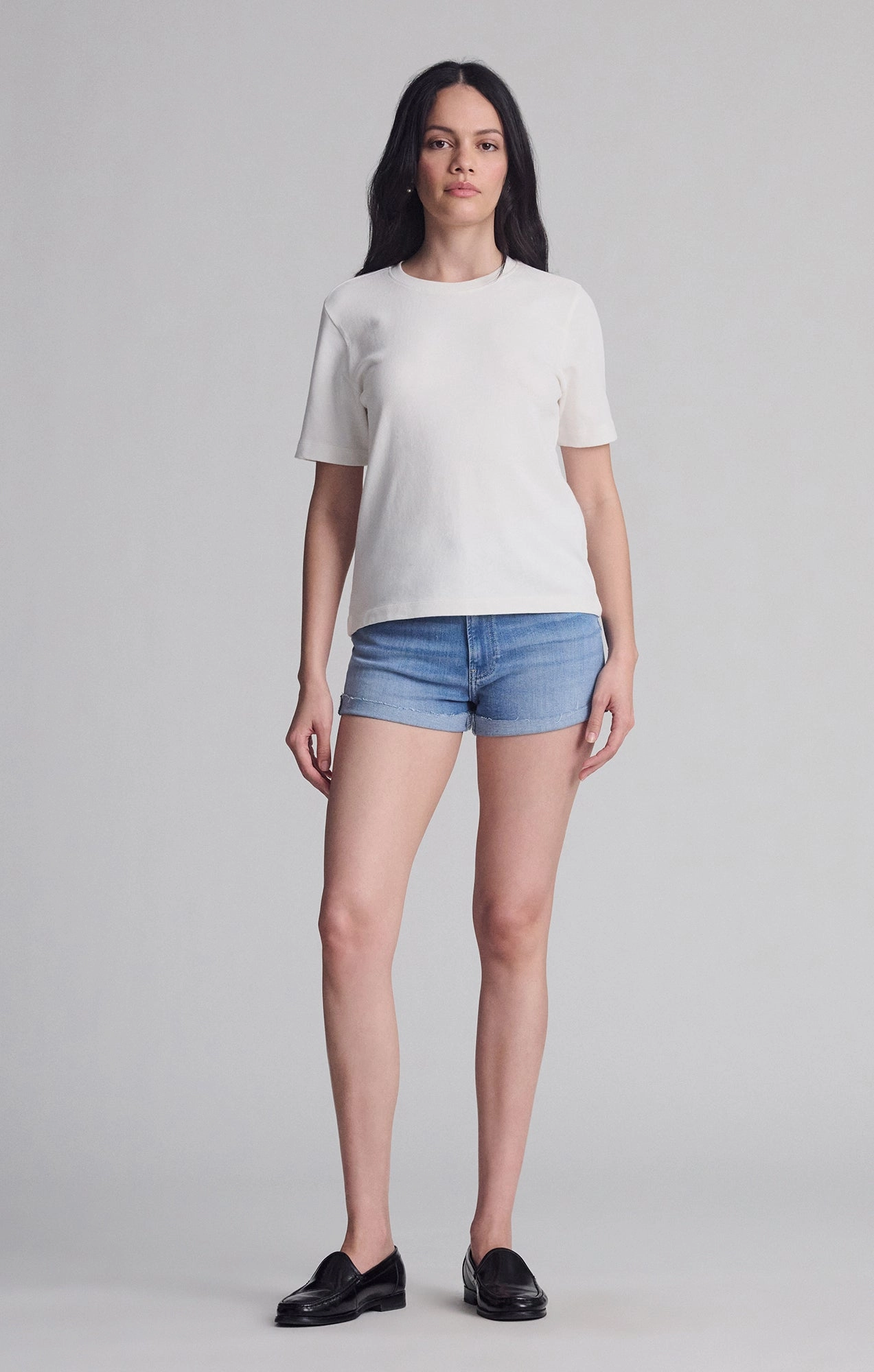 SHORT SLEEVE CREW NECK T-SHIRT IN COCONUT MILK Stretchy Fit