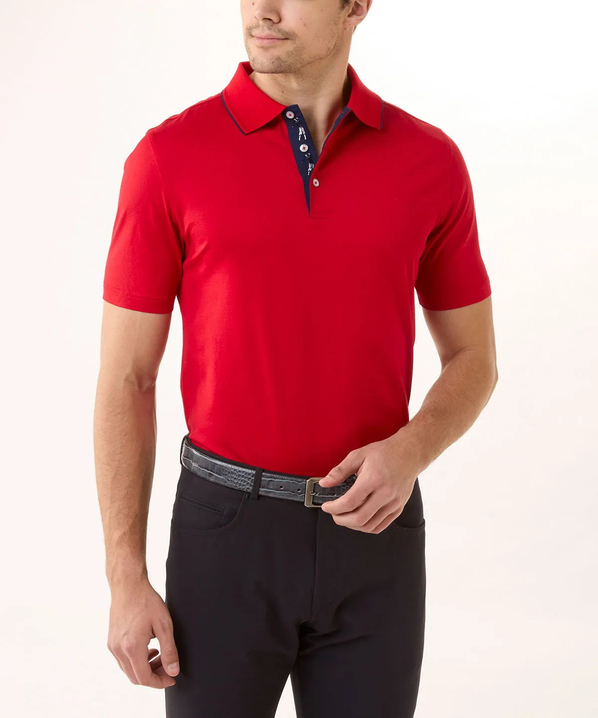 Signature 100% Mercerized Cotton Solid Polo Shirt with Tipping Comfortable Collar