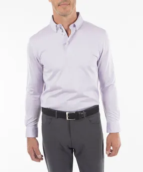 Signature Cotton Knit Long-Sleeve Button-Down Collar Button-Cuff Polo Shirt Fashion Top Premium Comfort