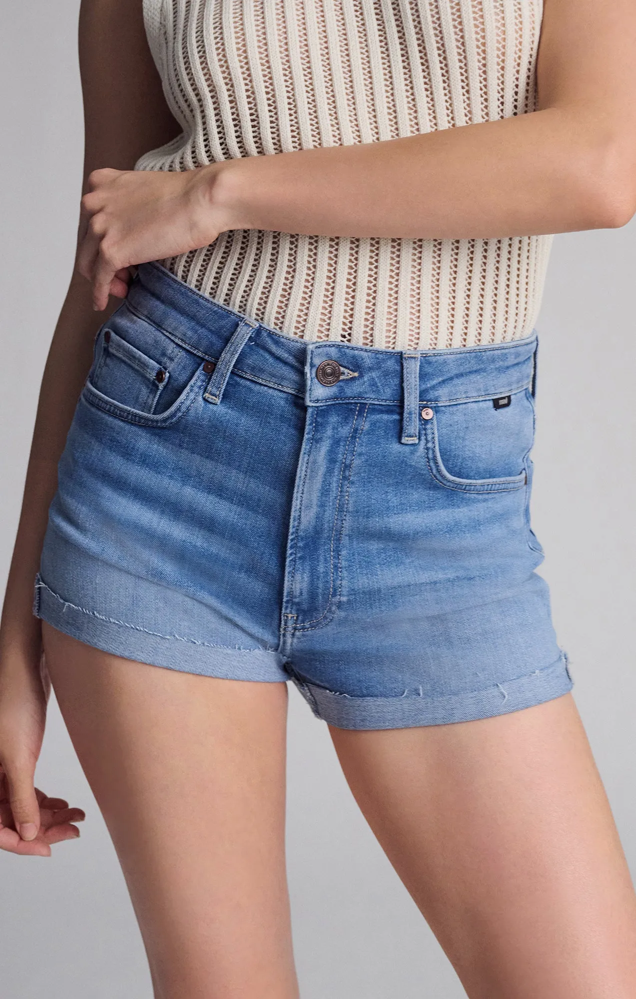 VIVIA CUFFED SHORTS IN LIGHT FLEX BLUE Ultra Soft Lining