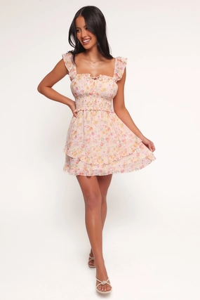 Iliana Mini Dress - Pink Floral Padded-Bust