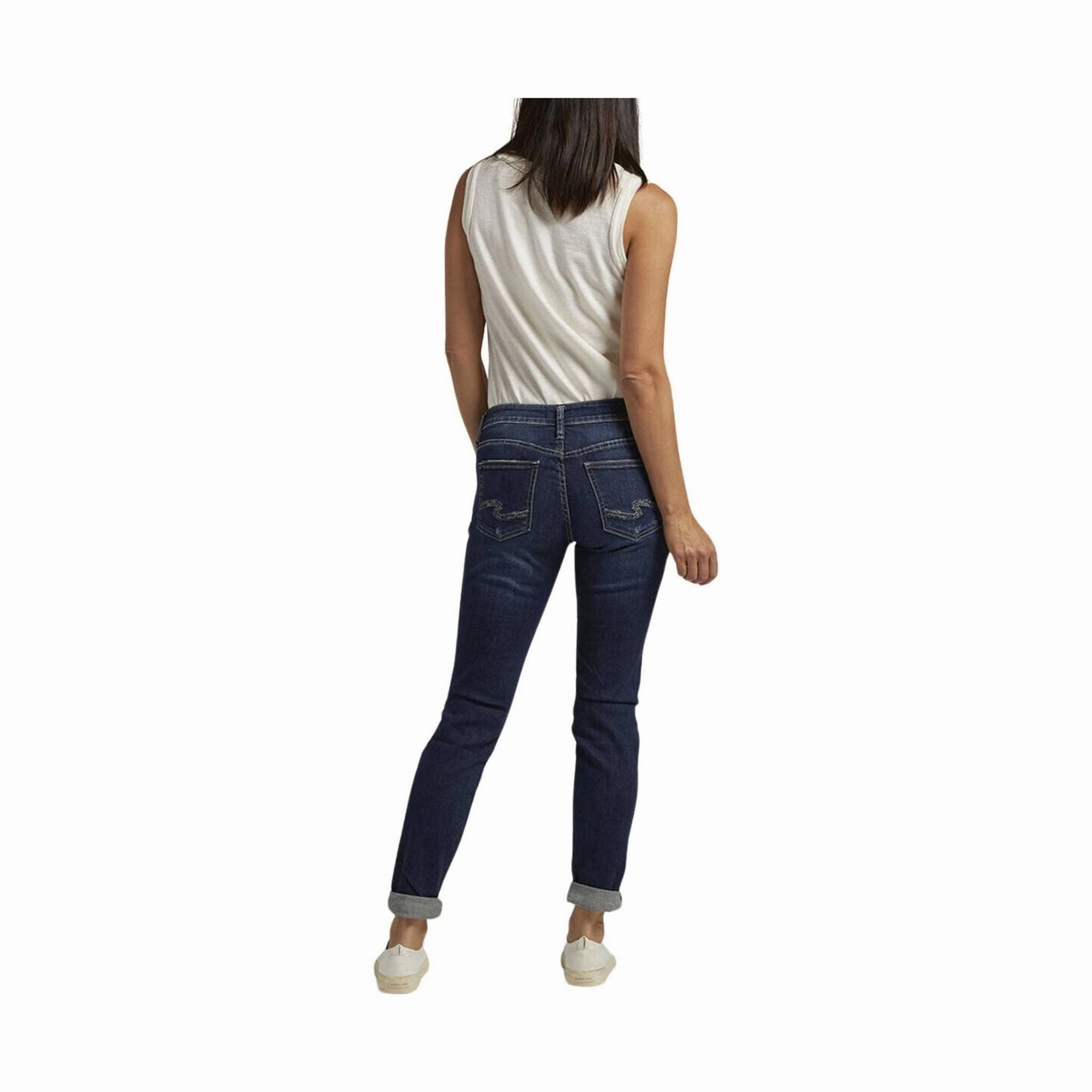 Base Look Silver Jeans Women's Boyfriend Mid Rise Slim Leg Jeans - Indigo