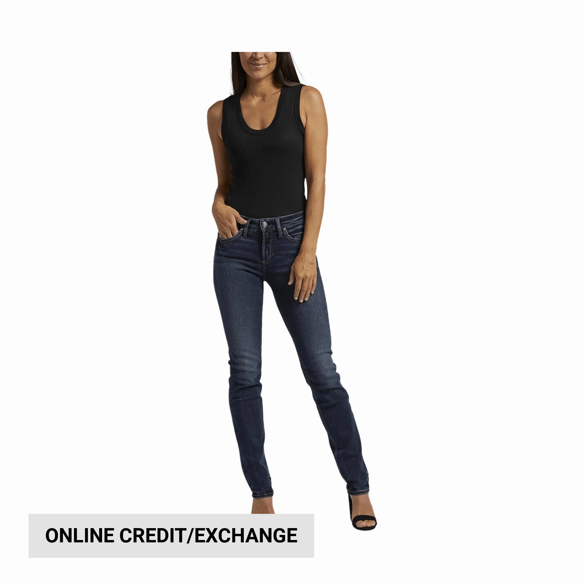 Silver Jeans Women's Suki Mid Rise Straight Leg Jeans - Indigo Belt Loop Reinforcement