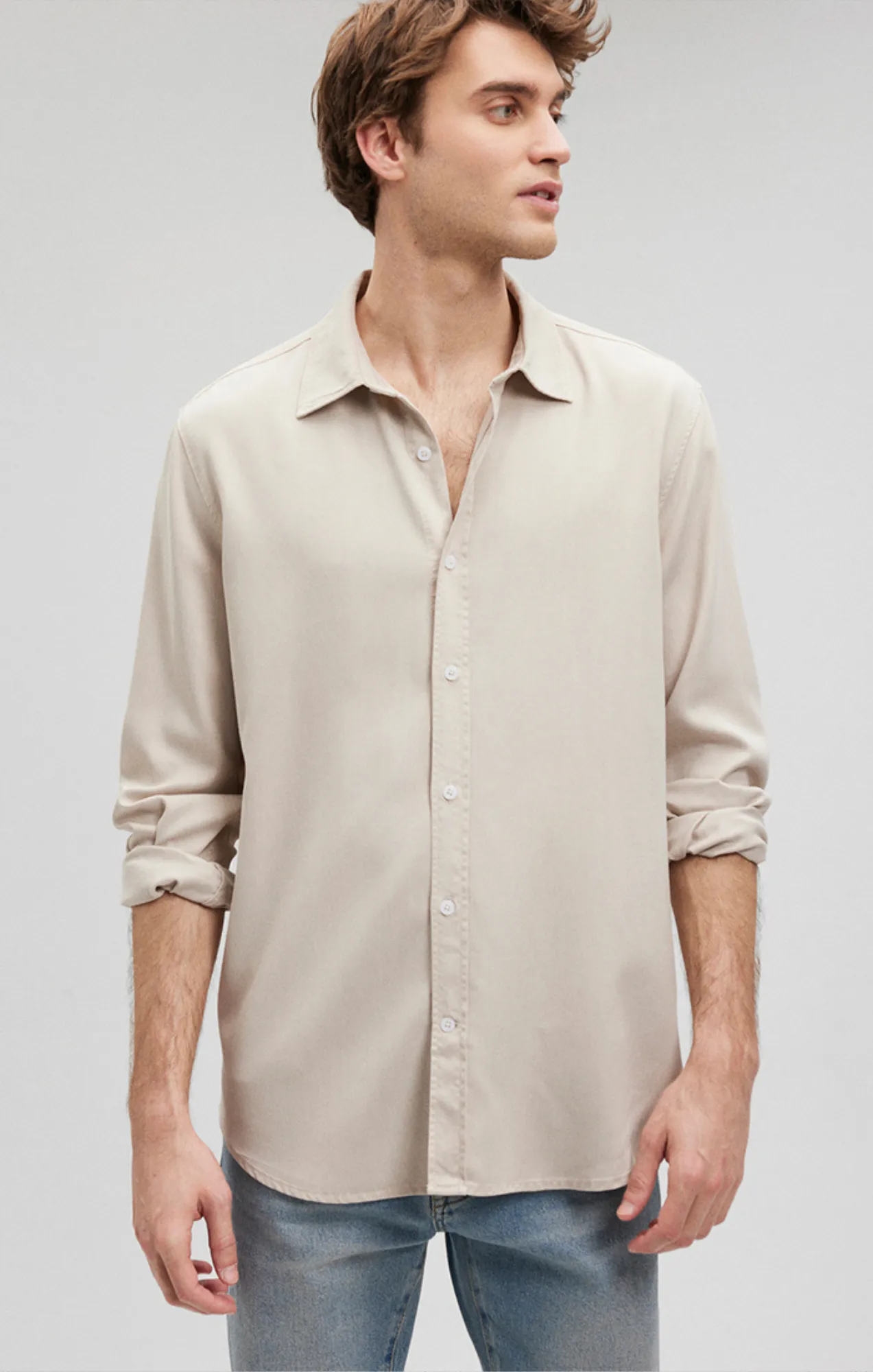 Breathable back panel BUTTON-UP LONG SLEEVE SHIRT IN MOONSTRUCK