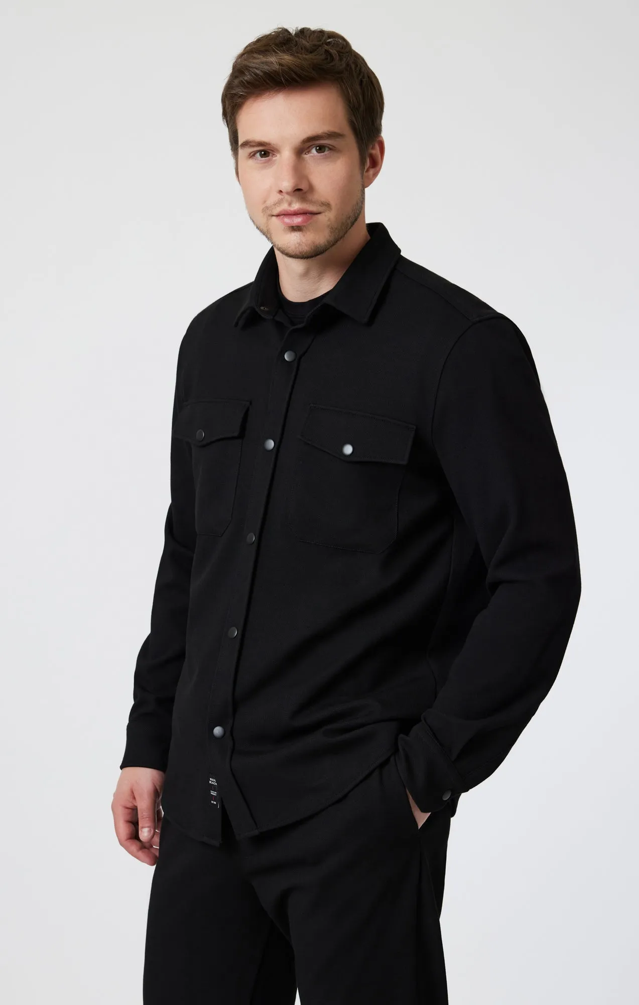 DOUBLE POCKET SNAP-BUTTON SHIRT IN BLACK Animal Print