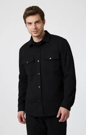 DOUBLE POCKET SNAP-BUTTON SHIRT IN BLACK Distressed finish Soft Wear