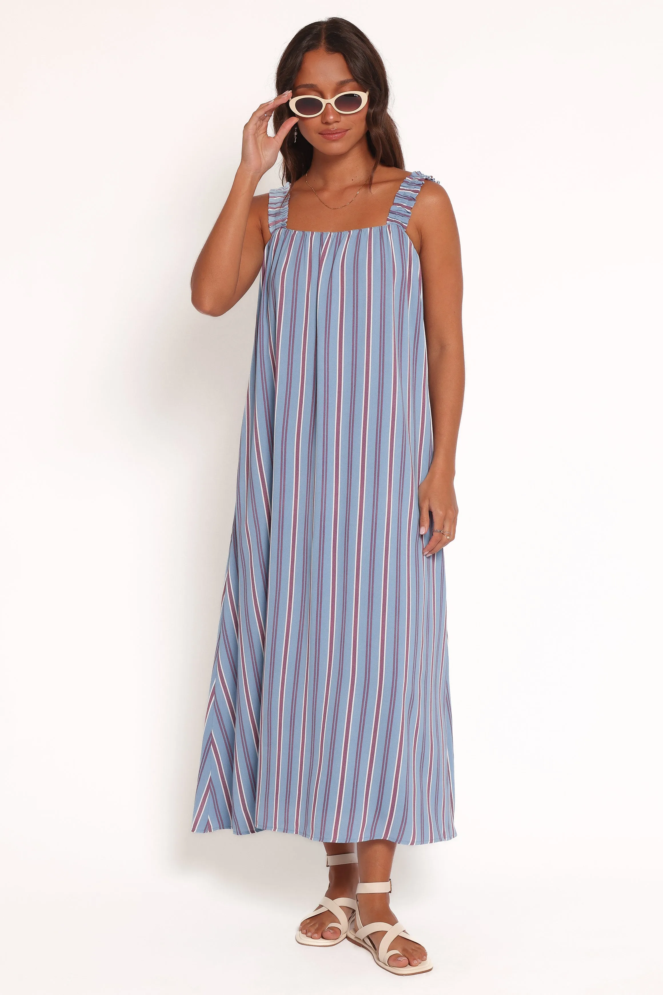 Alessandra Maxi Dress - Blue Stripe Body Safe Flattering Wearable