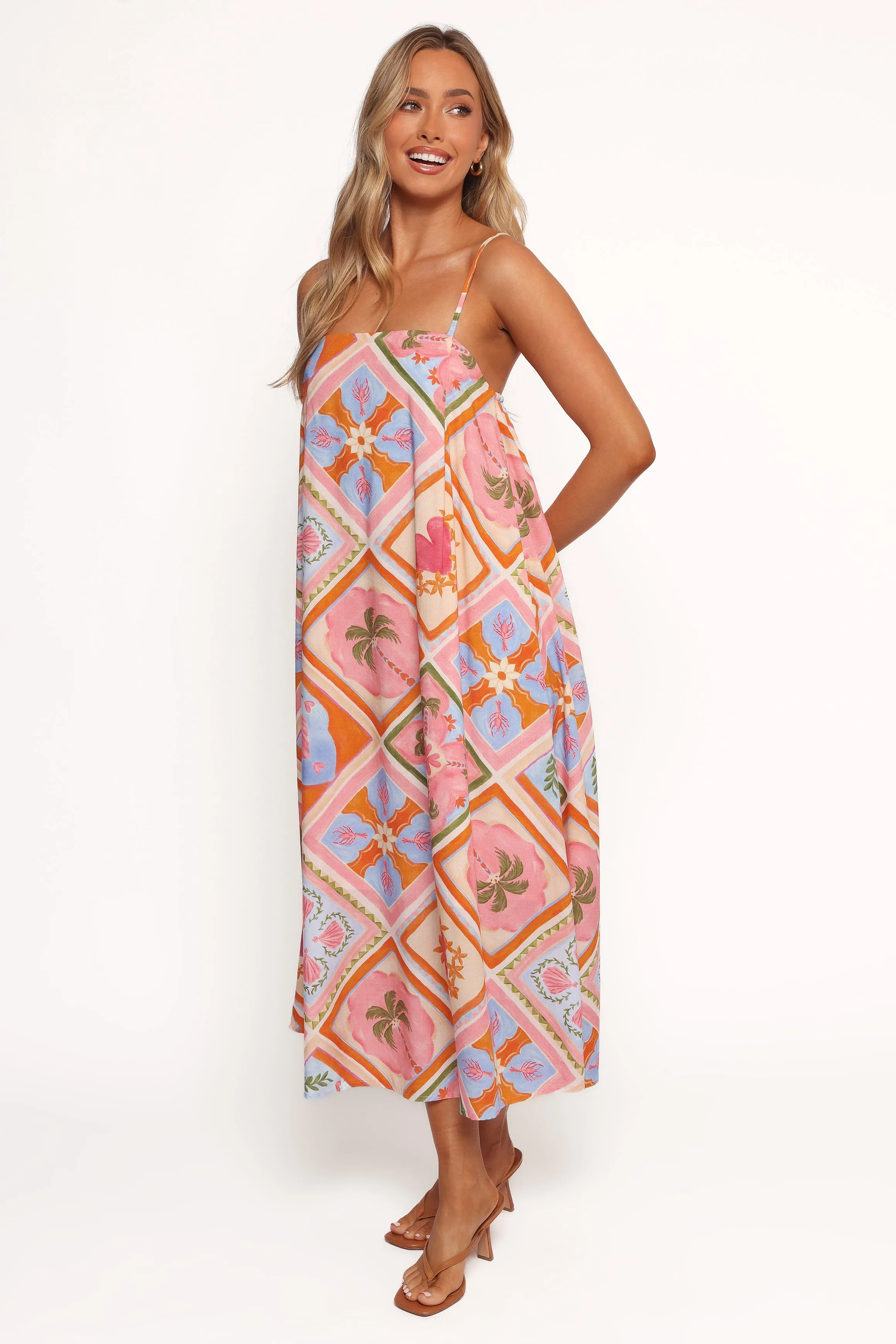 Sleek Flow Luxury-Fabric Gisela Midi Dress - Multi Tile