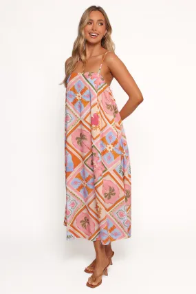 Sleek Flow Luxury-Fabric Gisela Midi Dress - Multi Tile