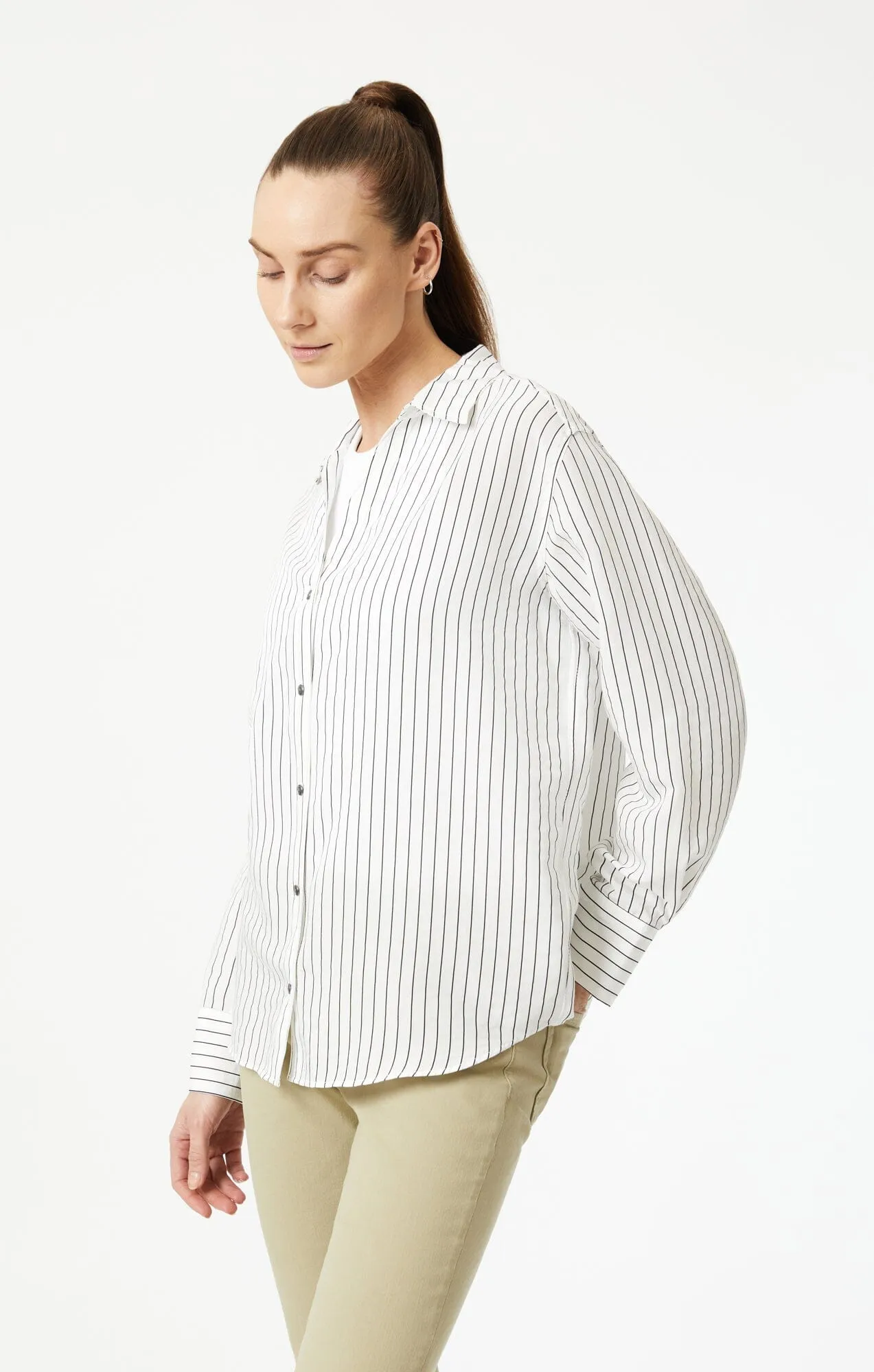 Youthful Appeal Graduation Attire BUTTON-UP LONG SLEEVE SHIRT IN BLACK STRIPE