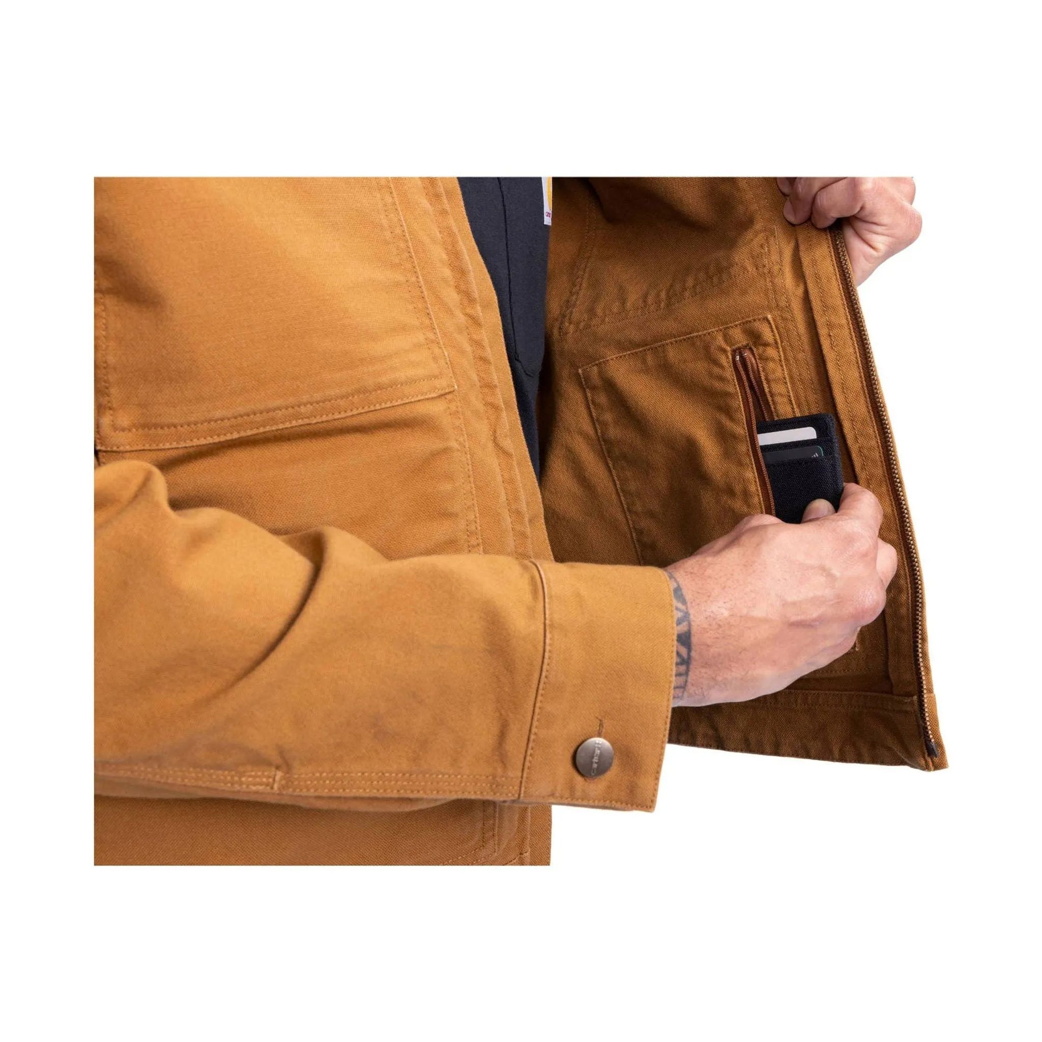 Heat Resistant Fabric Carhartt Men's Rugged Flex Relaxed Fit Duck Jacket - Carhartt Brown