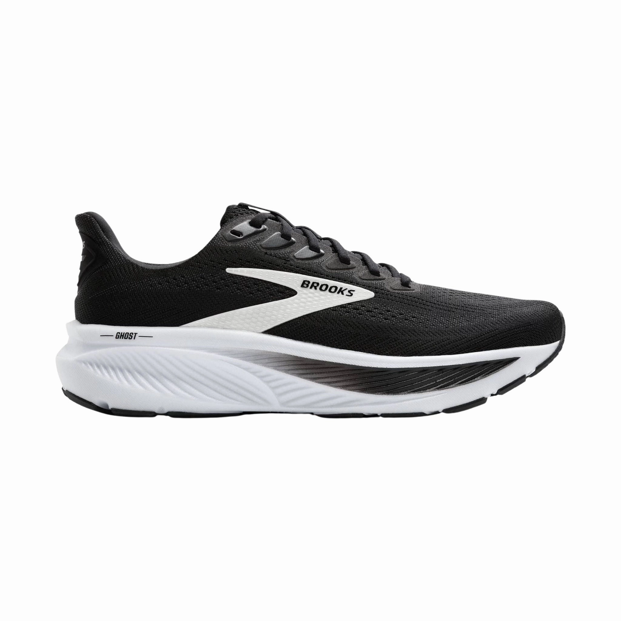 Ventilated Perforations Brooks Women's Ghost 17 Road Running Shoes - Black/Grey/White