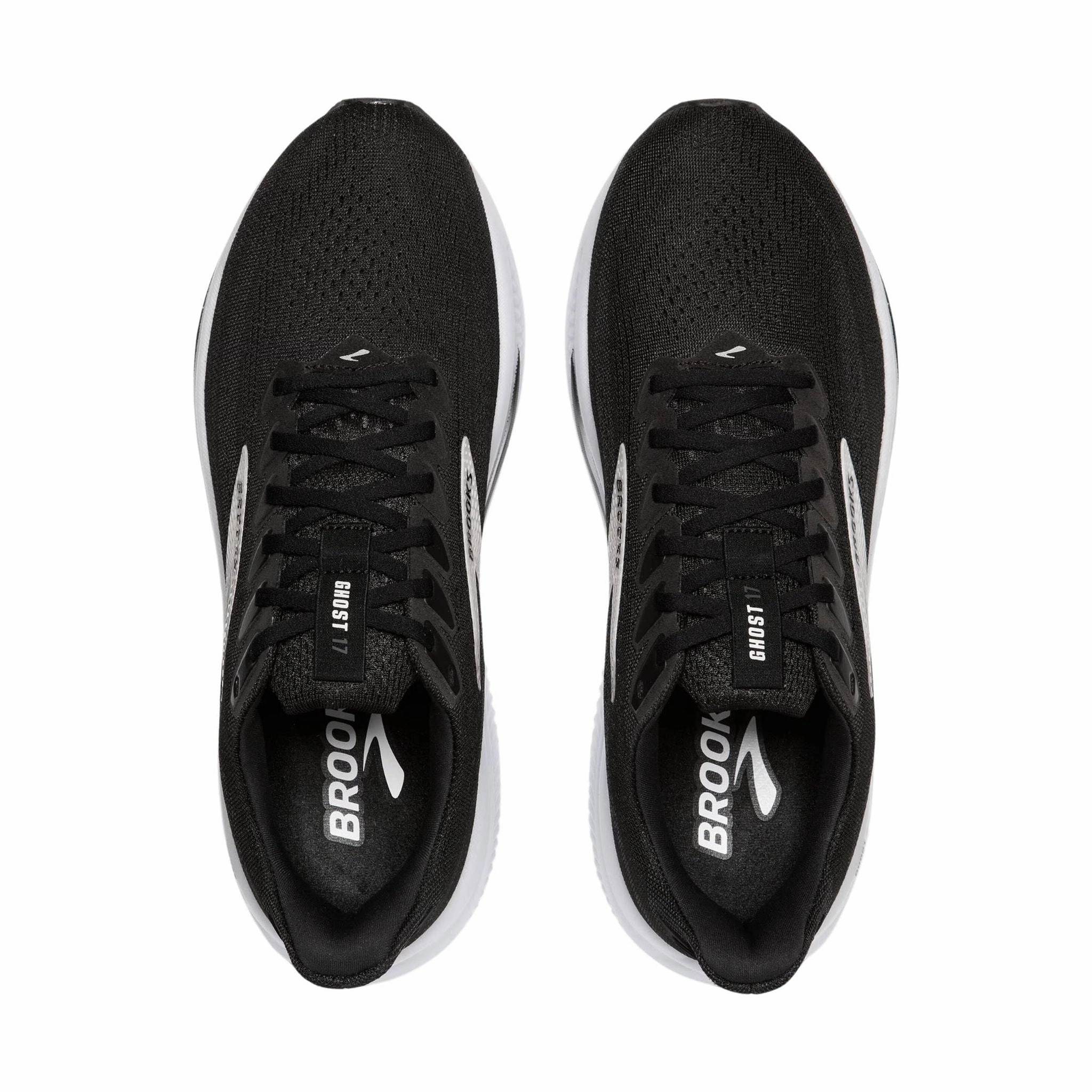 Brooks Women's Ghost 17 Road Running Shoes - Black/Grey/White Supportive touch Adaptive Lacing System