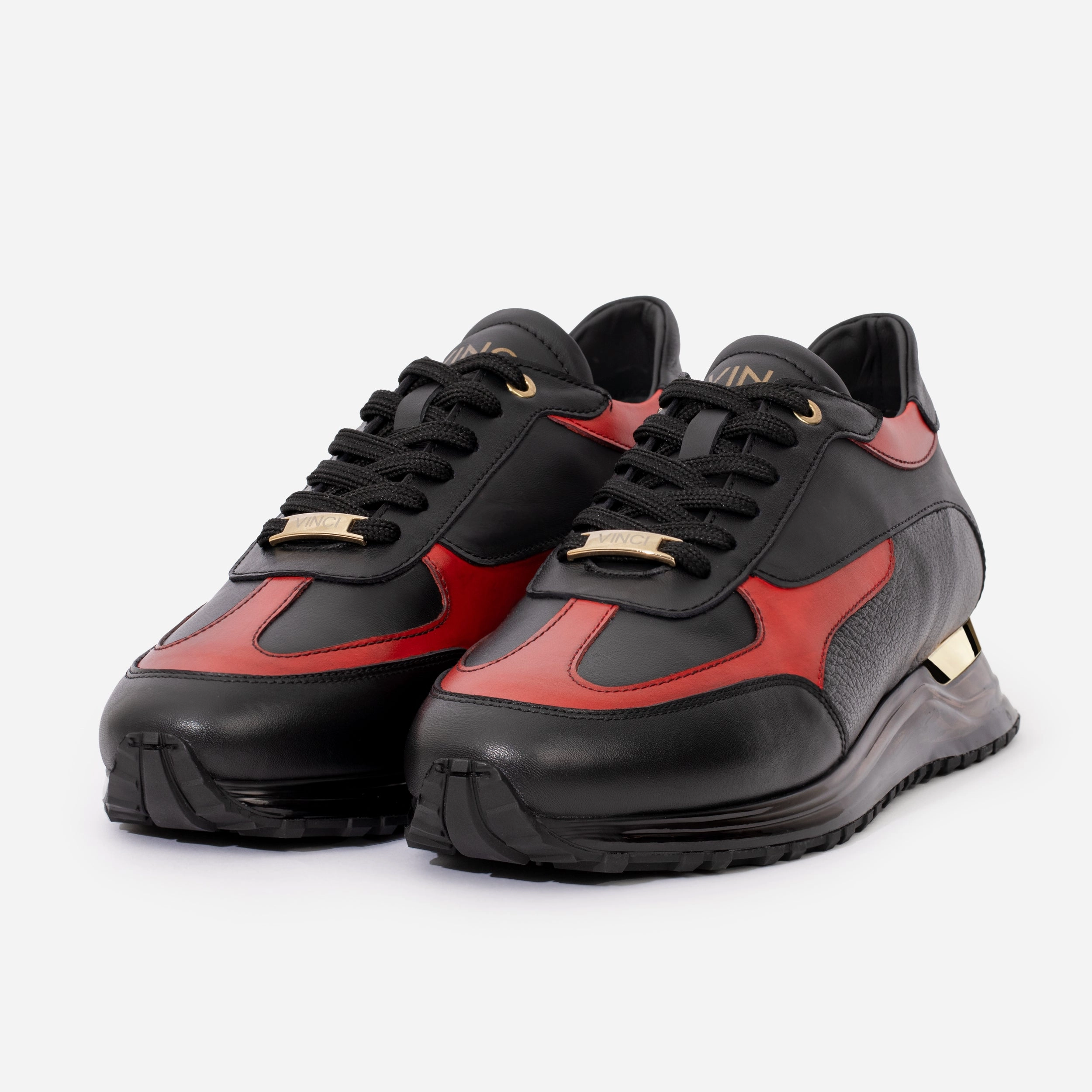 The Arda Black & Red Leather Men Sneaker Zip Design ActiveUse