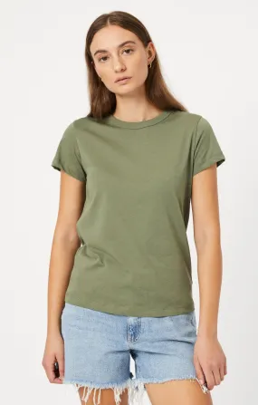 SLIM CREW NECK T-SHIRT IN DEEP LICHEN GREEN petite size