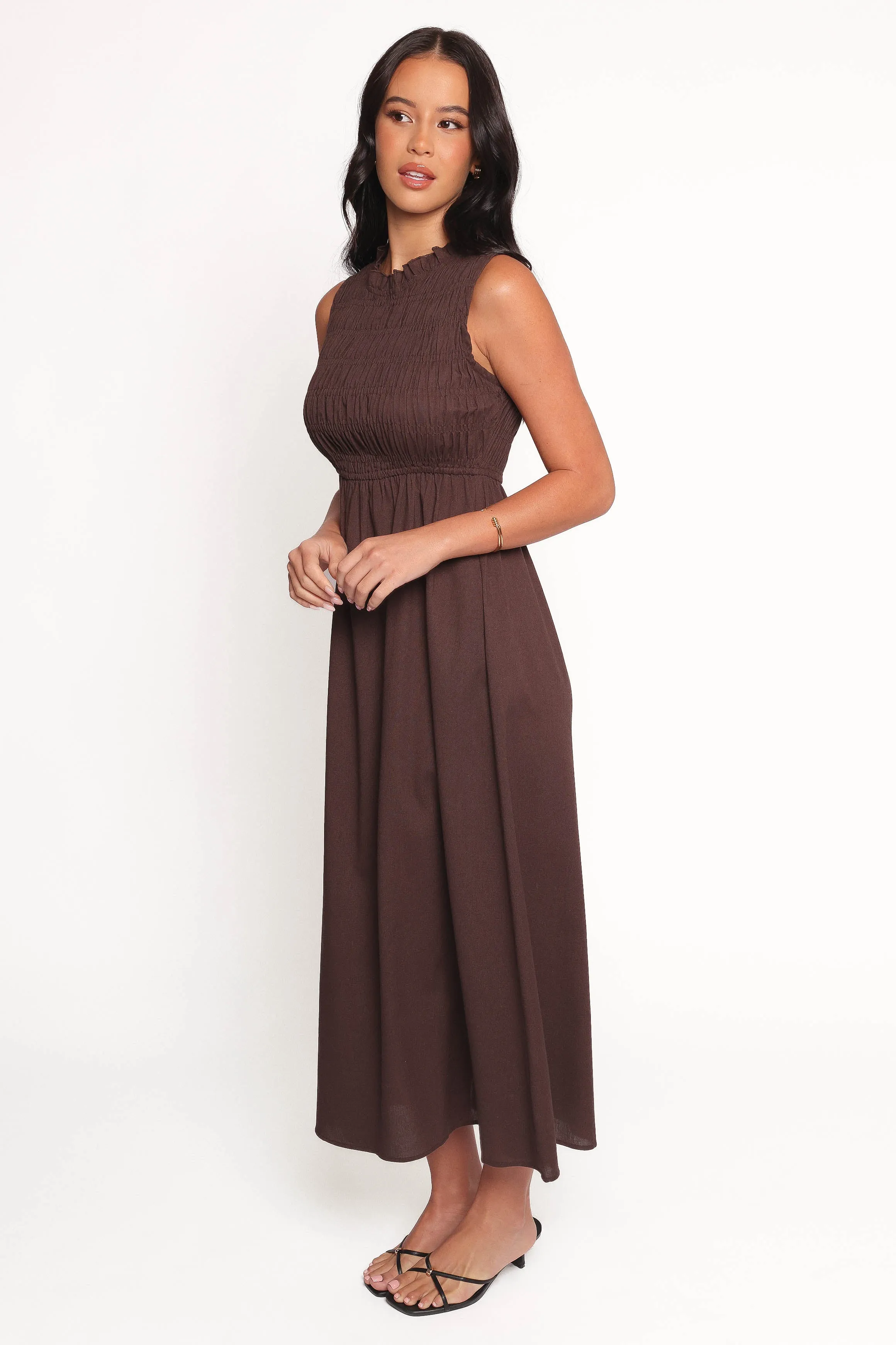Fashionable Wear Layered Look Lanna Maxi Dress - Chocolate