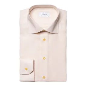 Reinforced Buttonholes Slim Fit Yellow Twill Dress Shirt