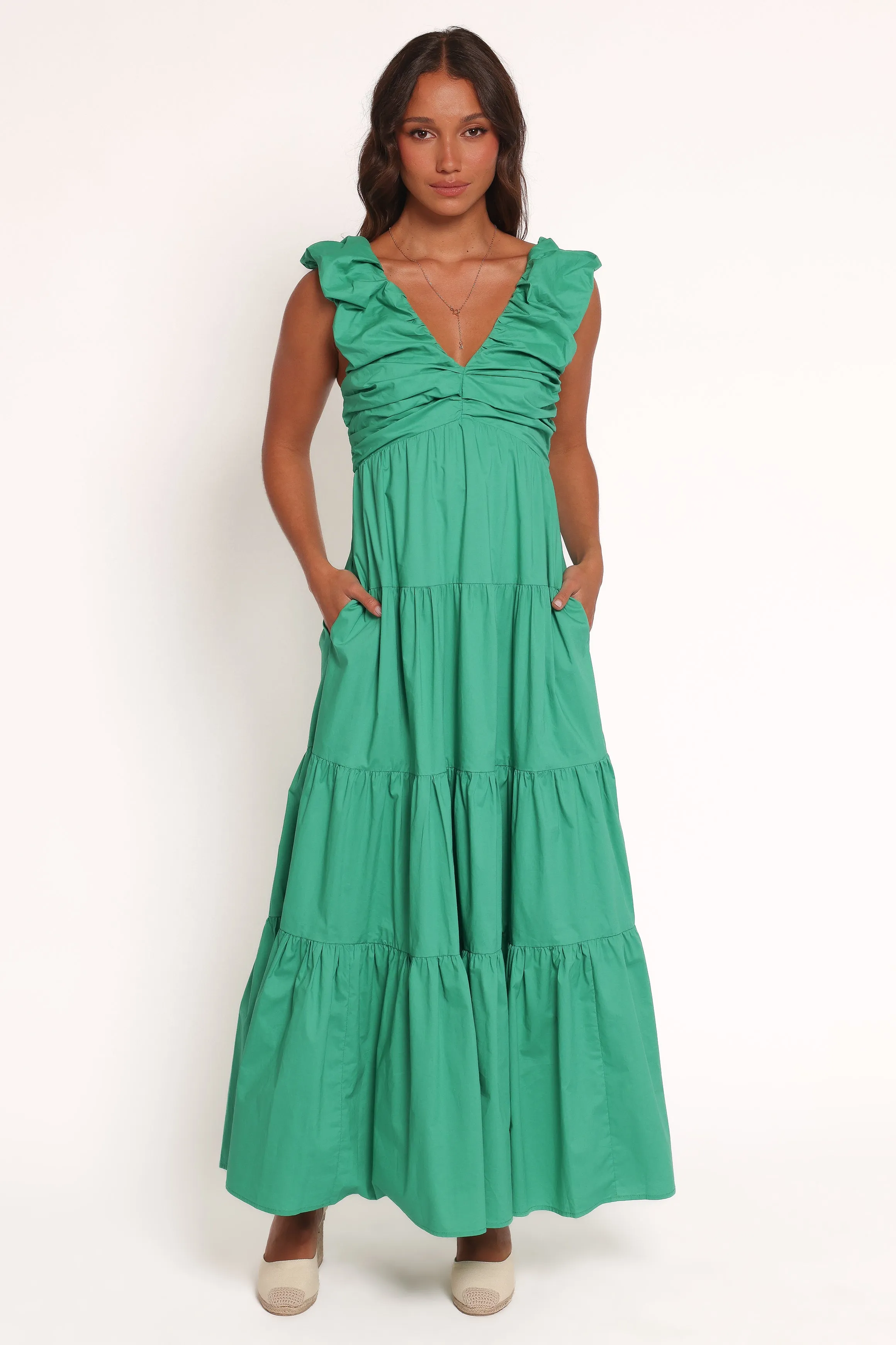 Elina Maxi Dress - Green Comfortable Waist