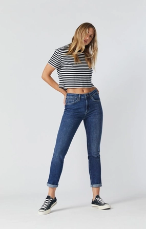 Vibrant Fashion Lover KATHLEEN SLIM BOYFRIEND JEANS IN MID FEATHER BLUE