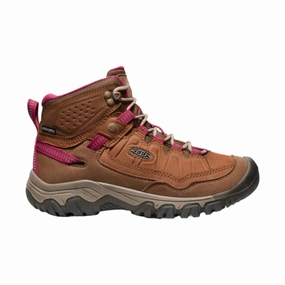 KEEN Women's Targhee IV Waterproof Hiking Boot - Bison/Beaujolais Padded Interior Night Travel BreathableMesh
