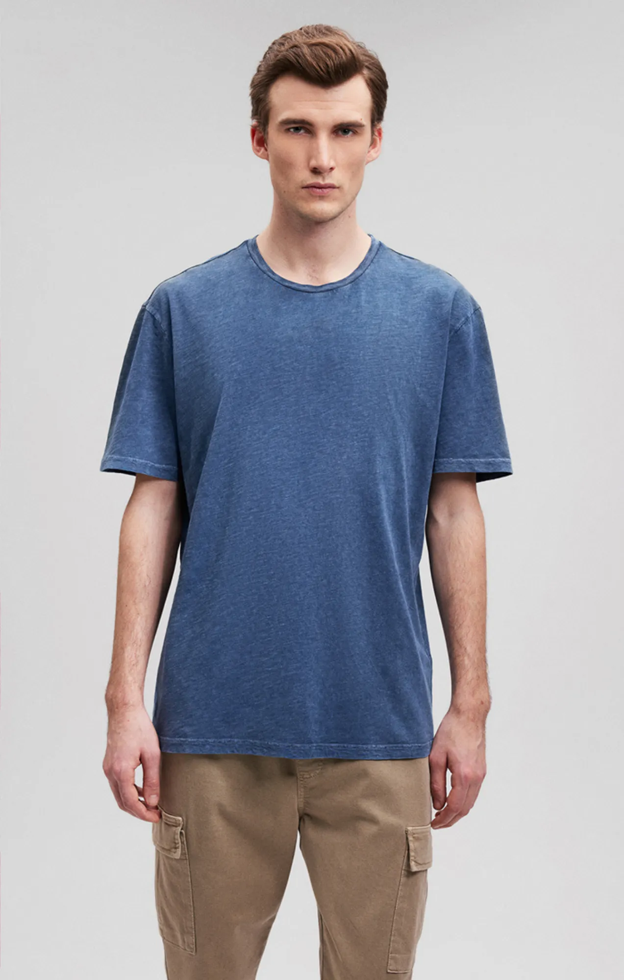 Trendy Tops SLUB CREW NECK T-SHIRT IN NAVY BLAZER