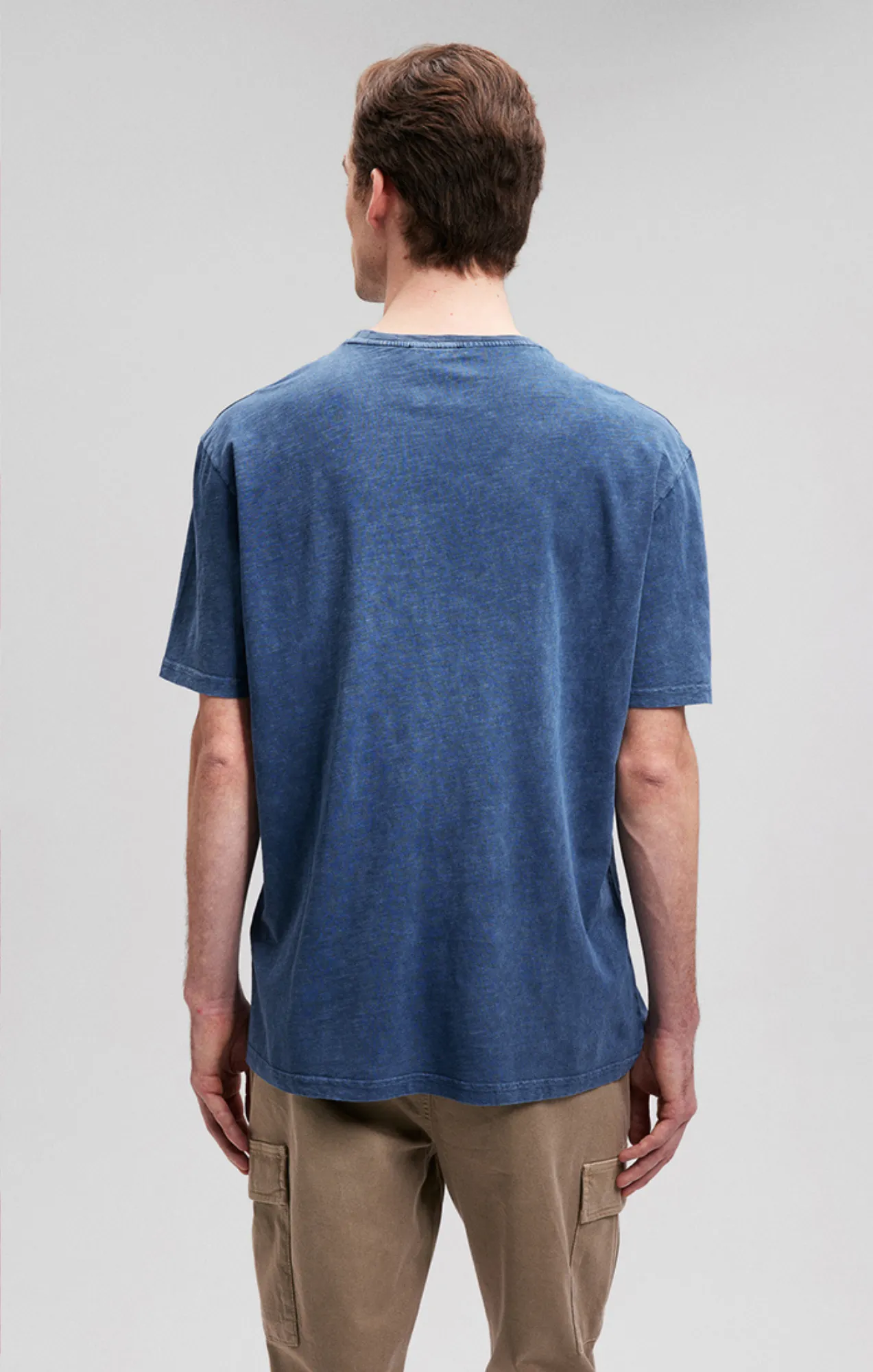 SLUB CREW NECK T-SHIRT IN NAVY BLAZER Casual Flex Design Pre Shrunk Cotton