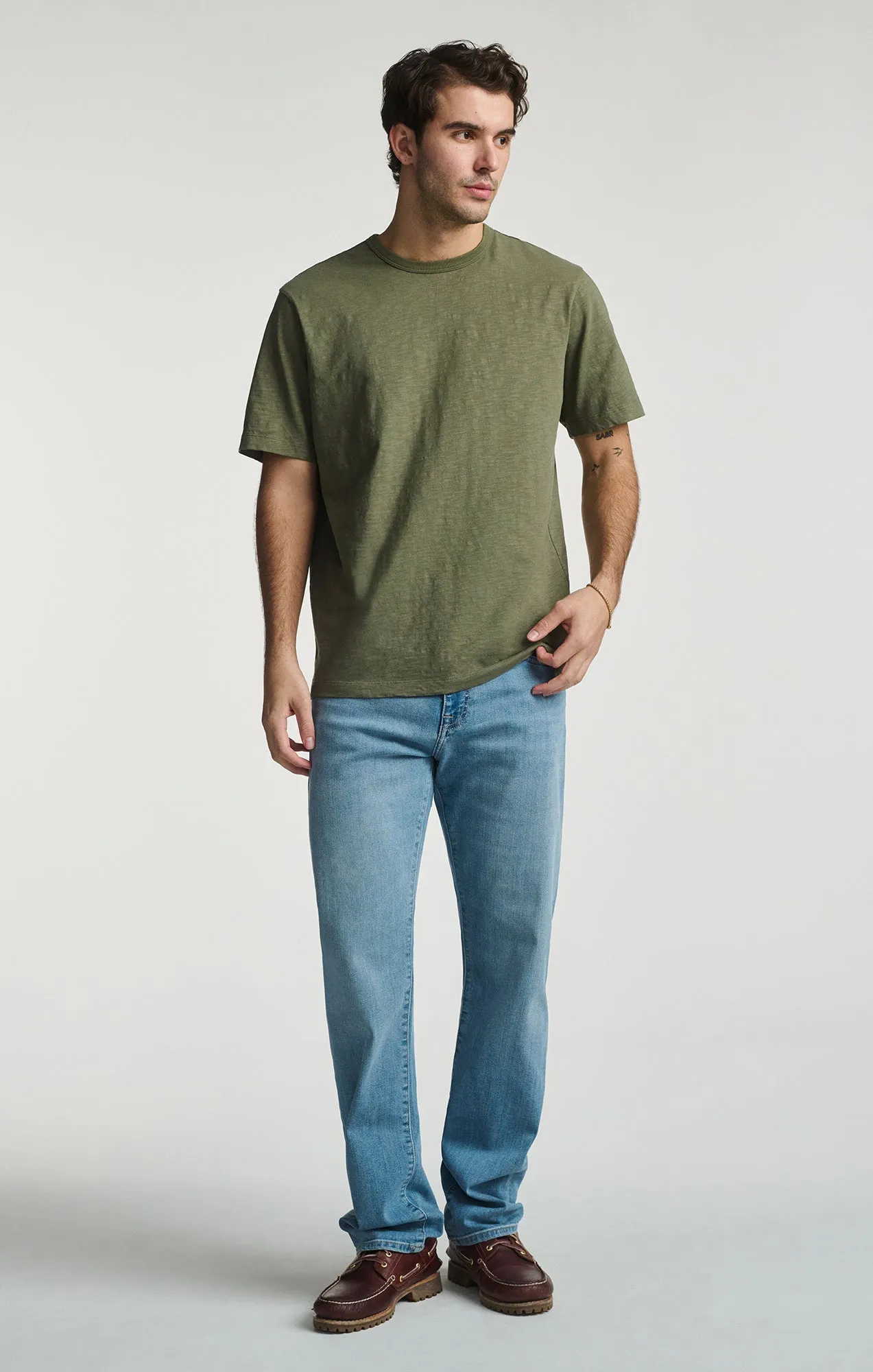 Quick Dry Comfort Chilly Layer SLUB SHORT SLEEVE T-SHIRT IN DUSTY OLIVE