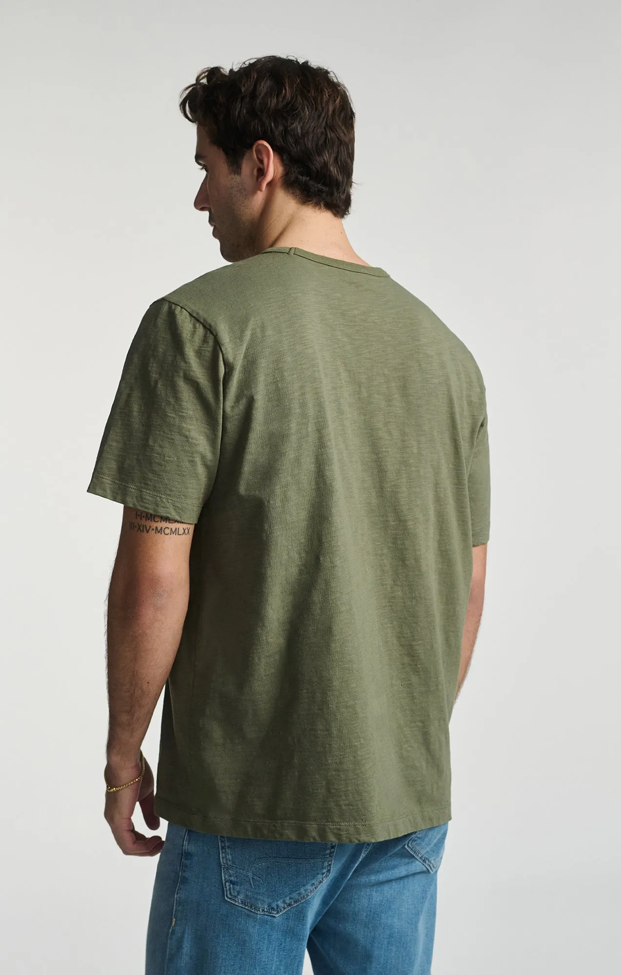 Stylish Everyday Wear Urban Style SLUB SHORT SLEEVE T-SHIRT IN DUSTY OLIVE