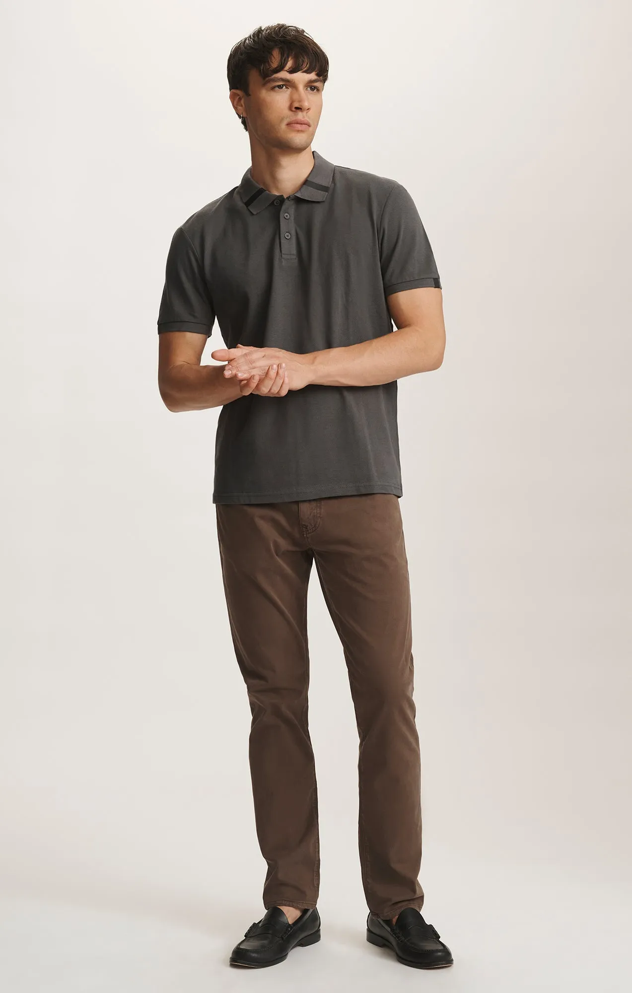 SMART POLO SHIRT IN ASPHALT Two Tone Stitching
