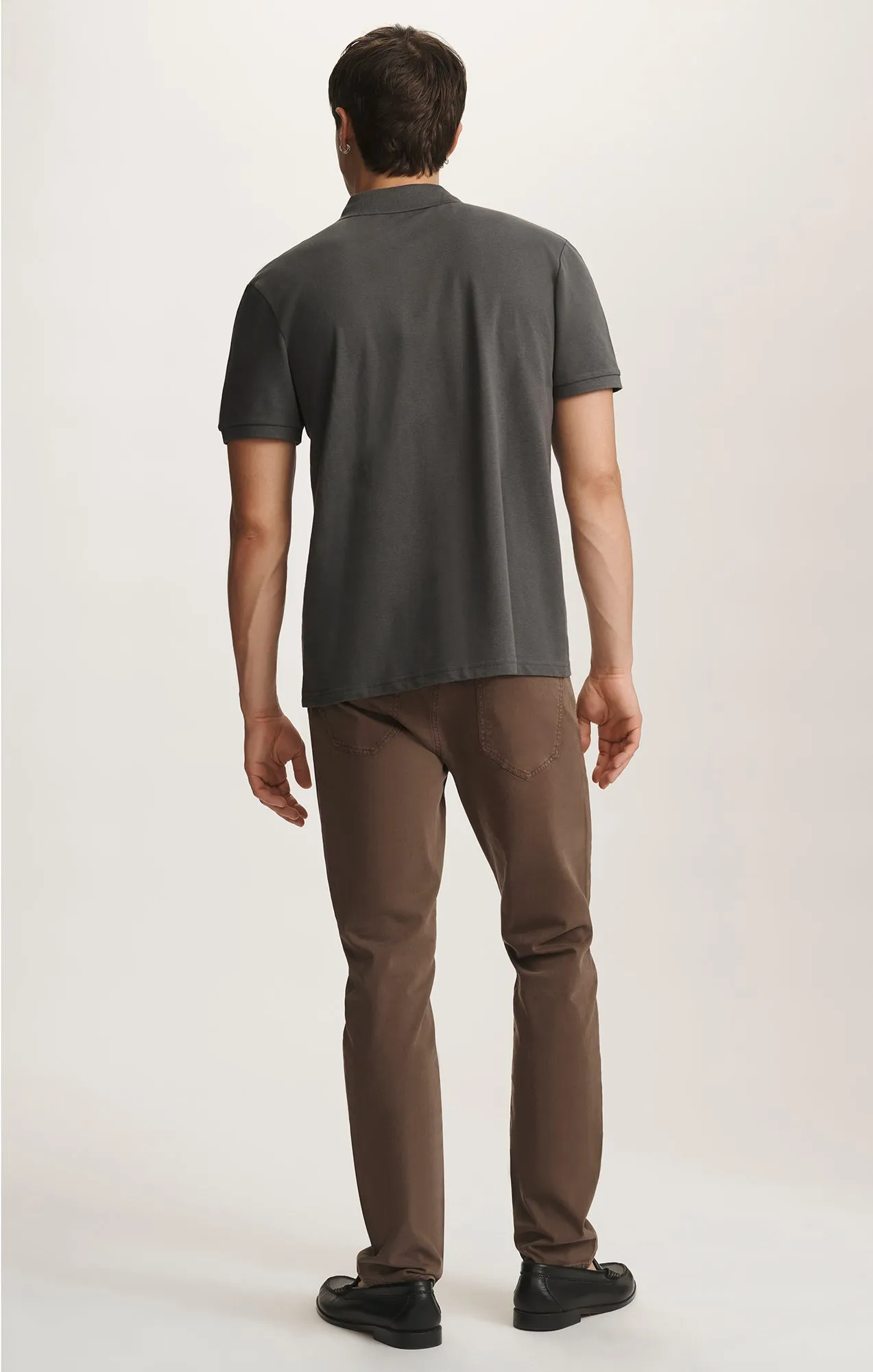 Checkered Print SMART POLO SHIRT IN ASPHALT